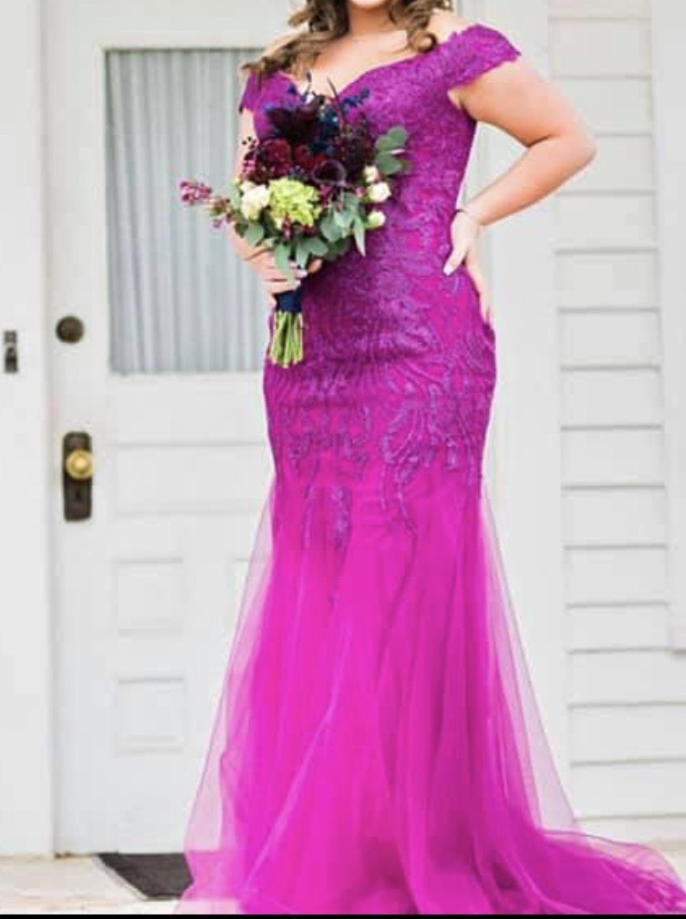 Size 14 Prom Hot Pink Mermaid Dress on Queenly