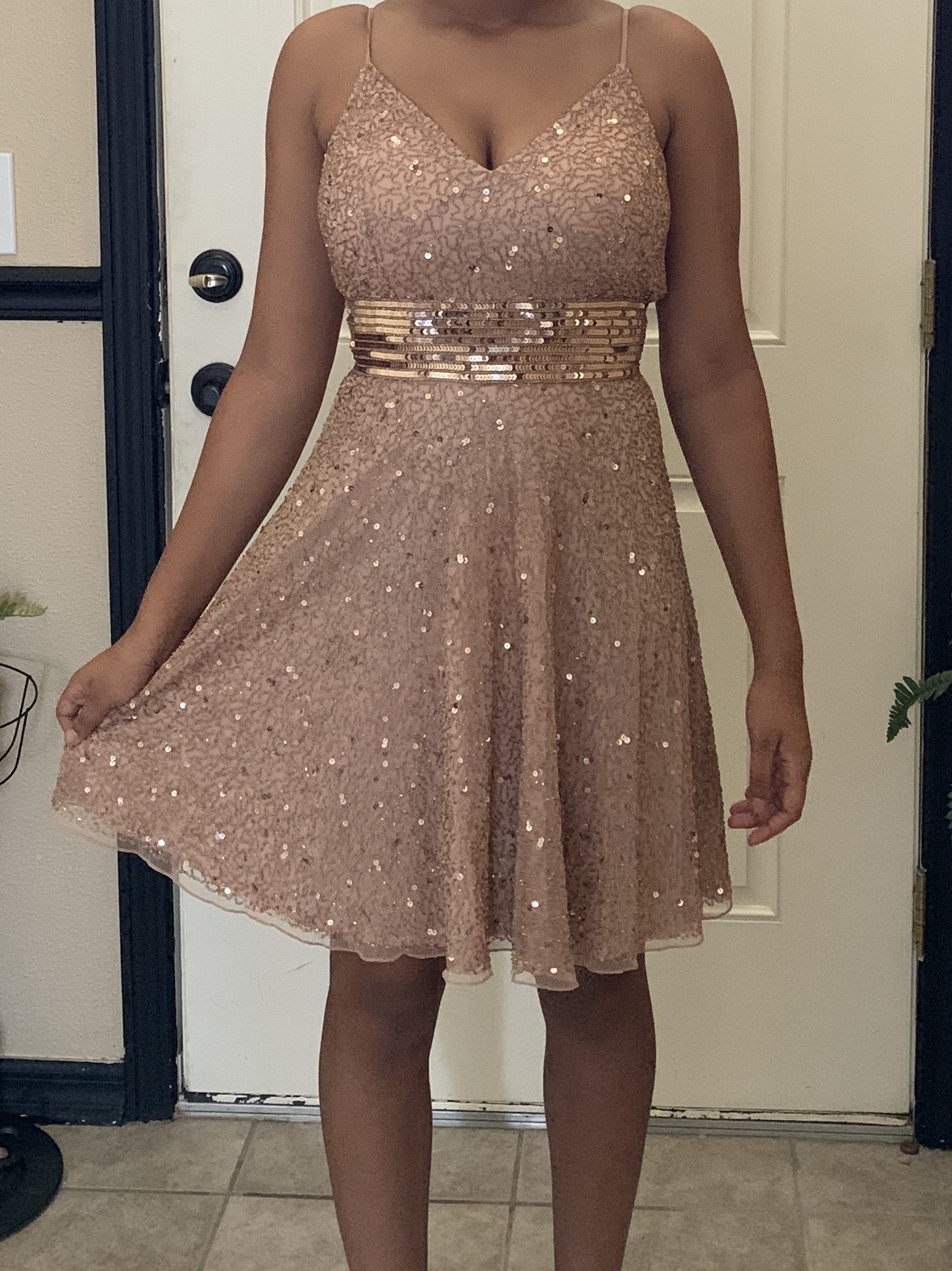 Size 6 Rose Gold Floor Length Maxi on Queenly
