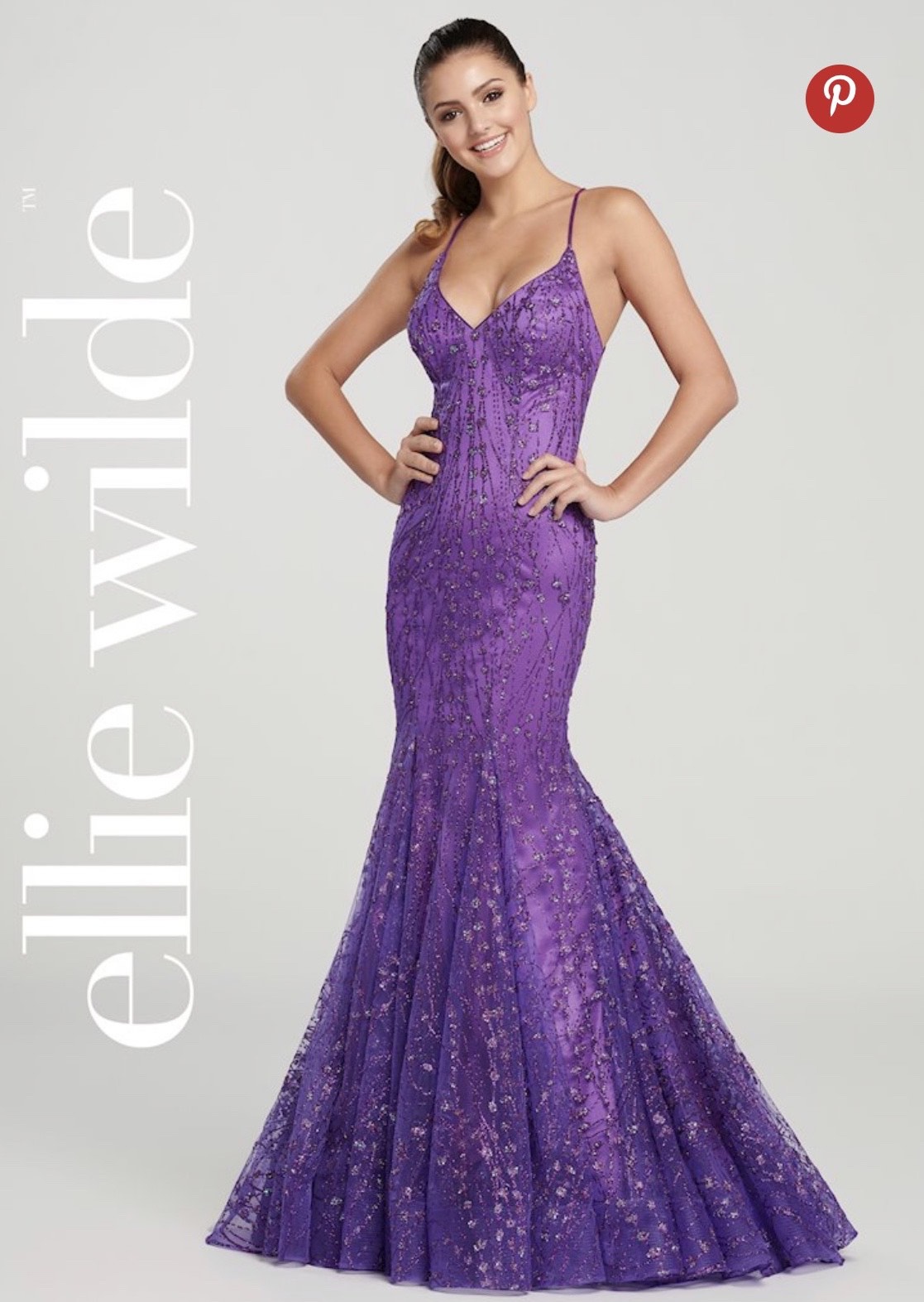 Ellie Wilde Size 8 Lace Purple Mermaid Dress on Queenly