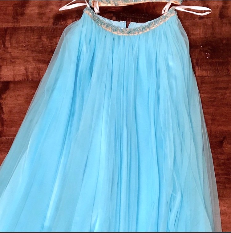 Sherri Hill Size 2 Homecoming Halter Sequined Blue Ball Gown on Queenly