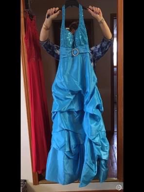 Size 12 Blue Ball Gown on Queenly