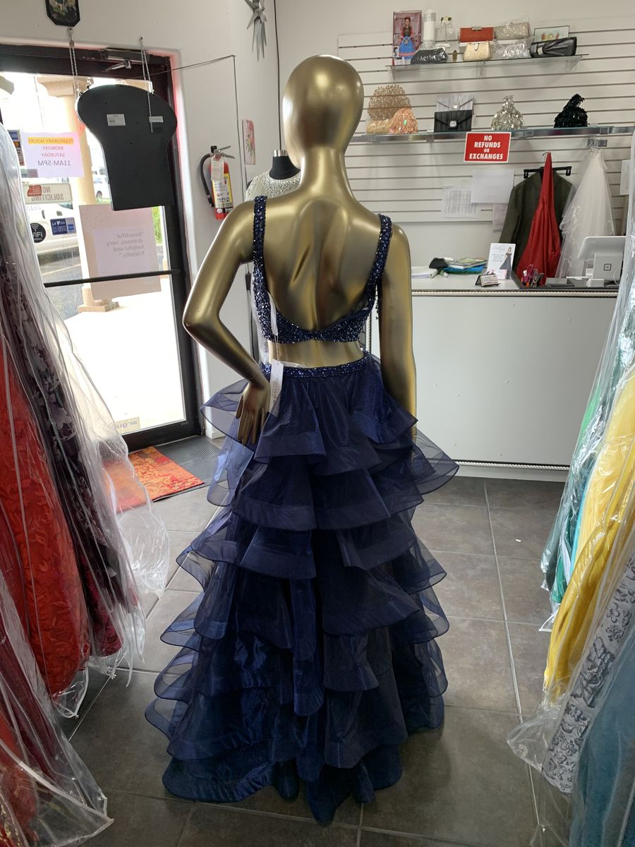 Ellie Wilde Size 2 Blue Side Slit Dress on Queenly