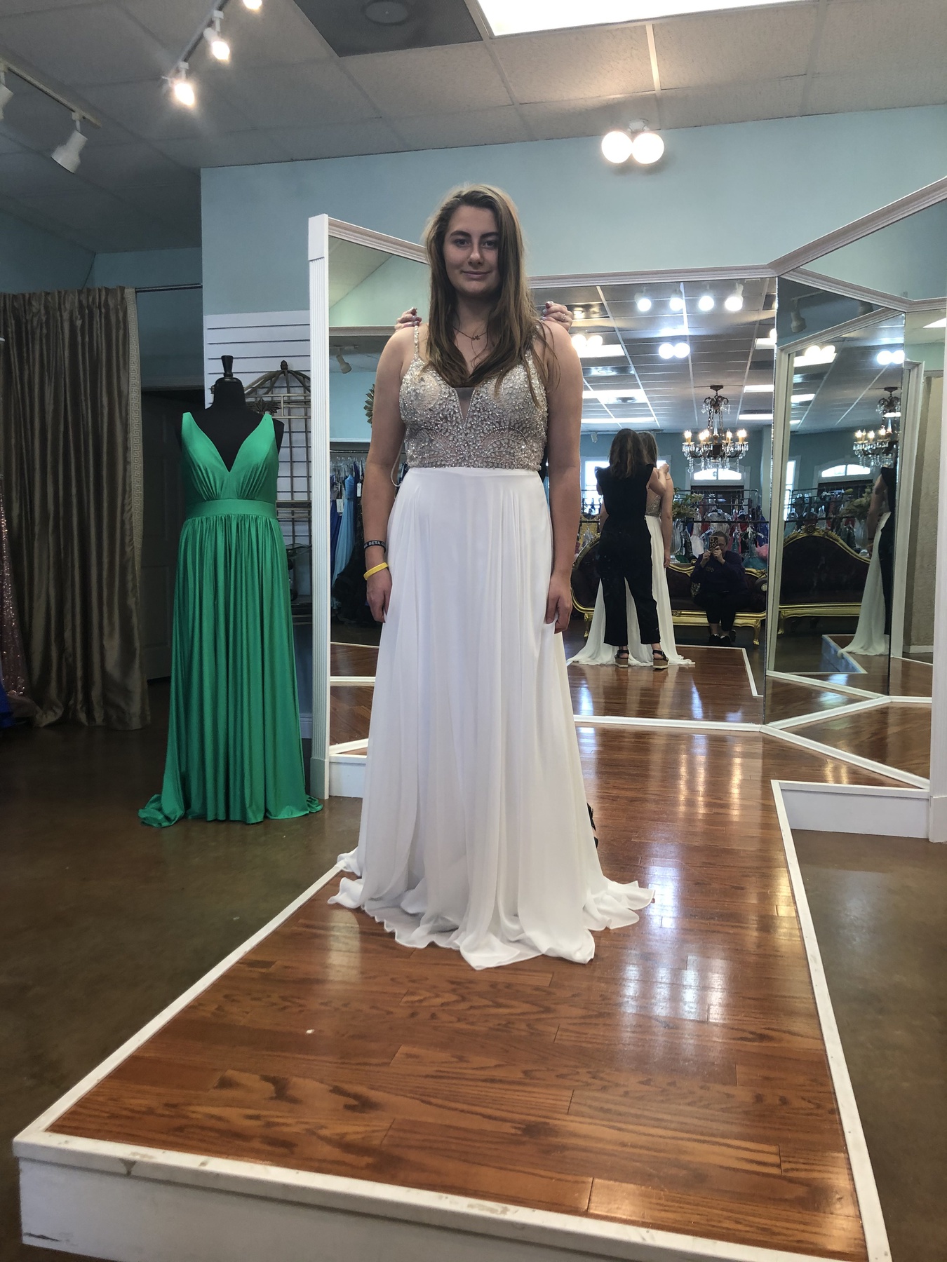 Size 12 Prom White A-line Dress on Queenly