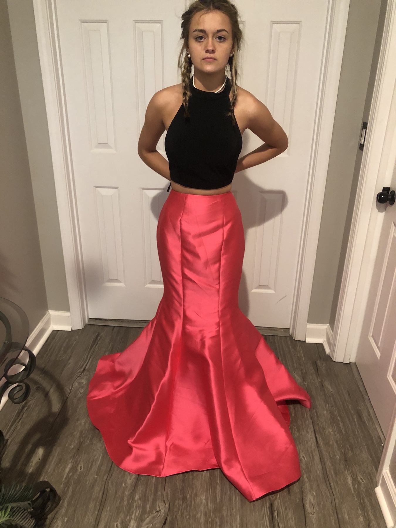 Size 8 Prom Halter Pink Mermaid Dress on Queenly