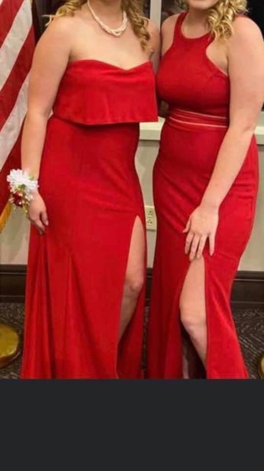 Size 10 Prom Red Side Slit Dress on Queenly
