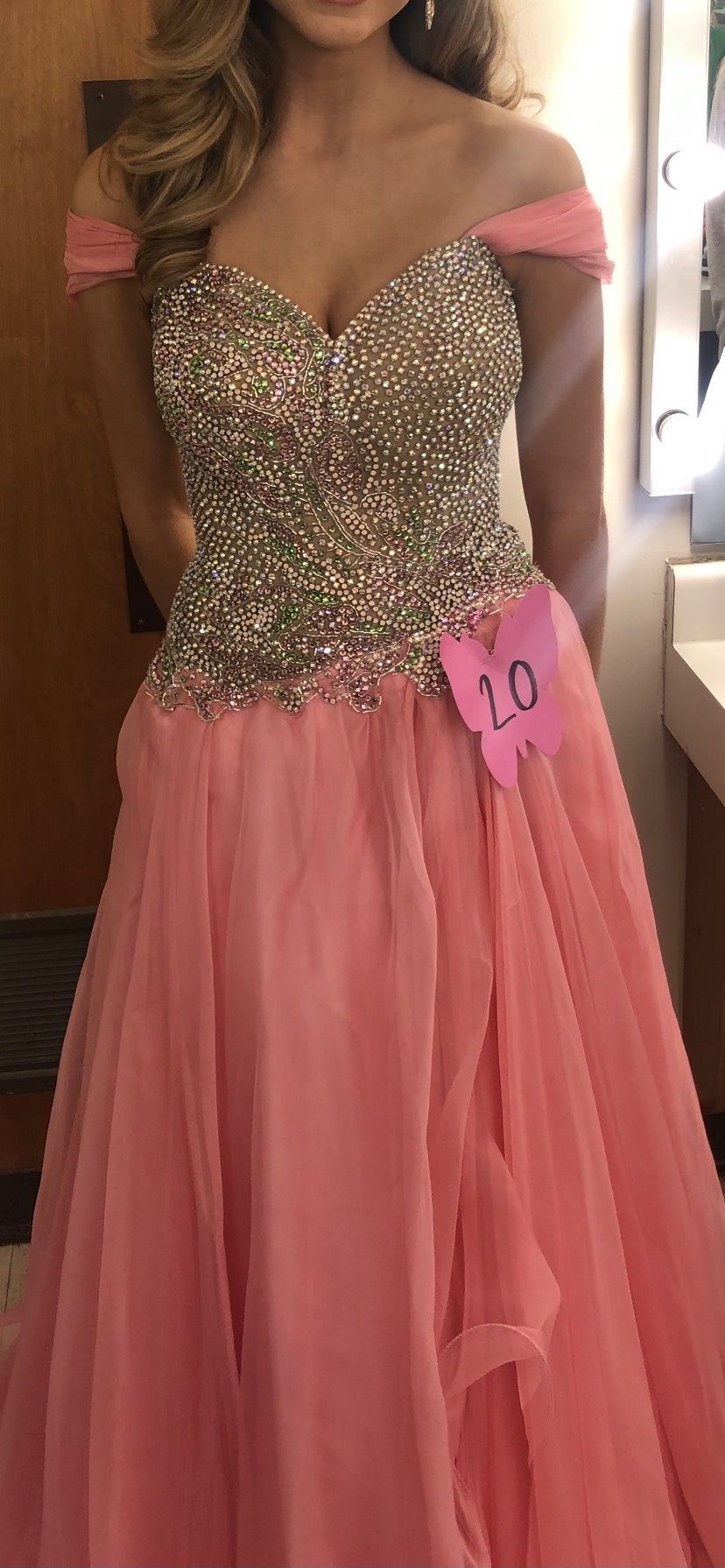 Sherri Hill Size 4 Prom Off The Shoulder Sequined Light Pink A-line Dress on Queenly