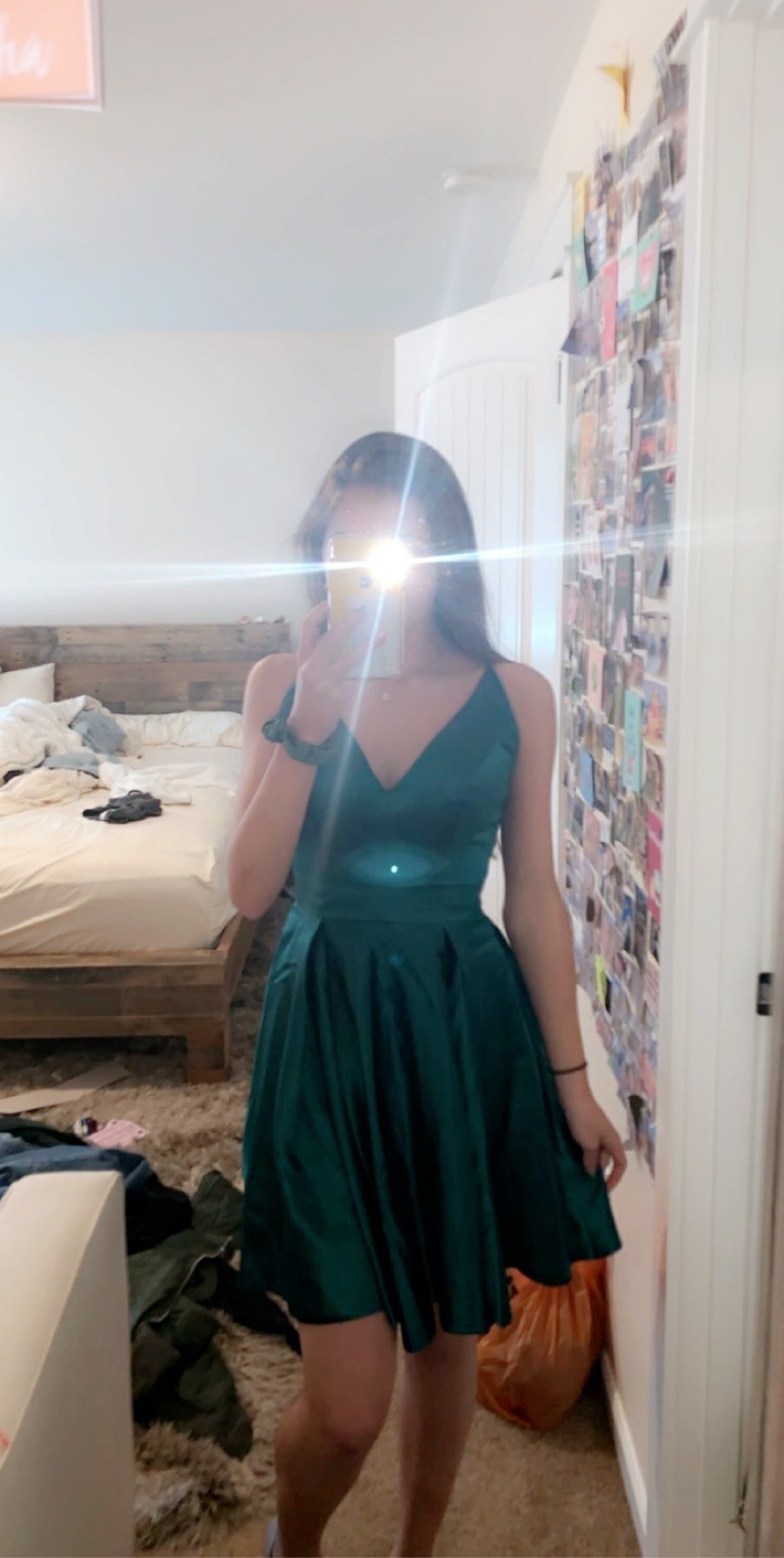 Sherri Hill Size 4 Homecoming Satin Emerald Green A-line Dress on Queenly