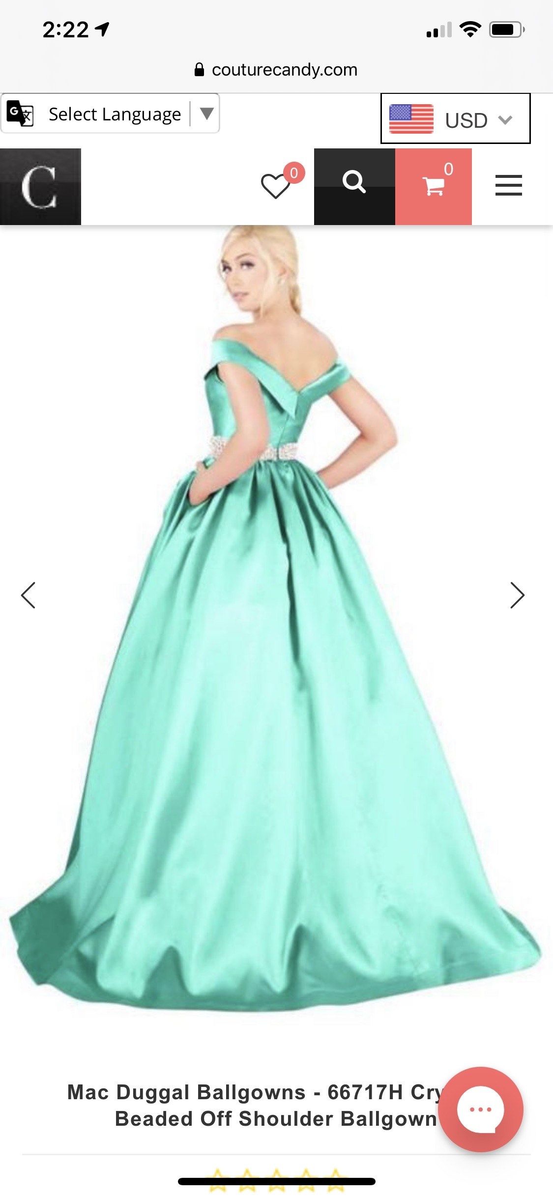 Mac Duggal Size 10 Off The Shoulder Satin Green Ball Gown on Queenly