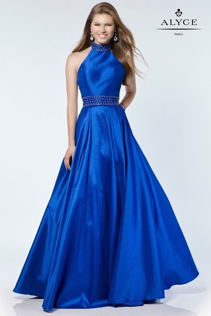 Size 6 Prom Halter Royal Blue Floor Length Maxi on Queenly