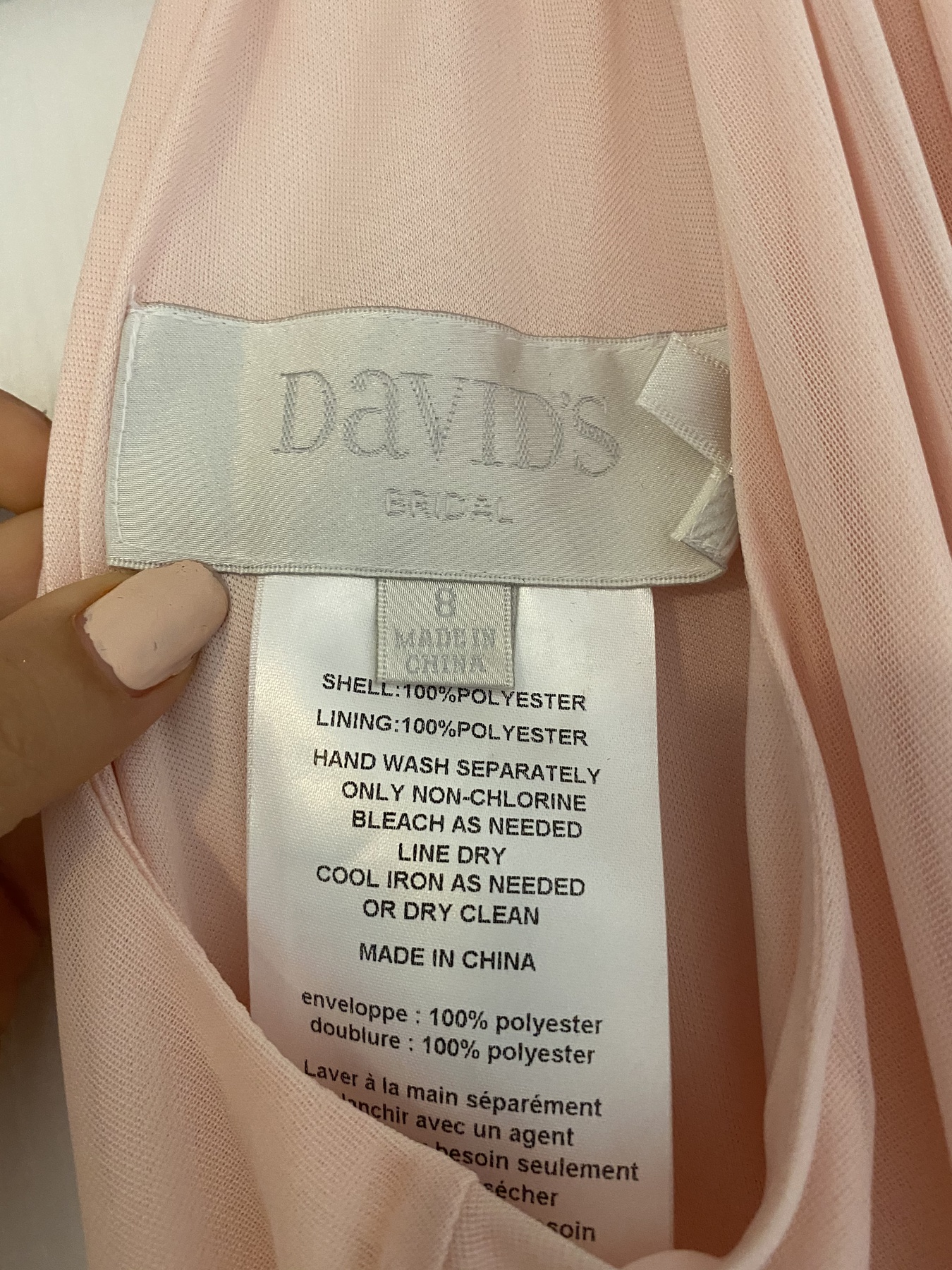 David's Bridal Size 8 Bridesmaid Light Pink Floor Length Maxi on Queenly