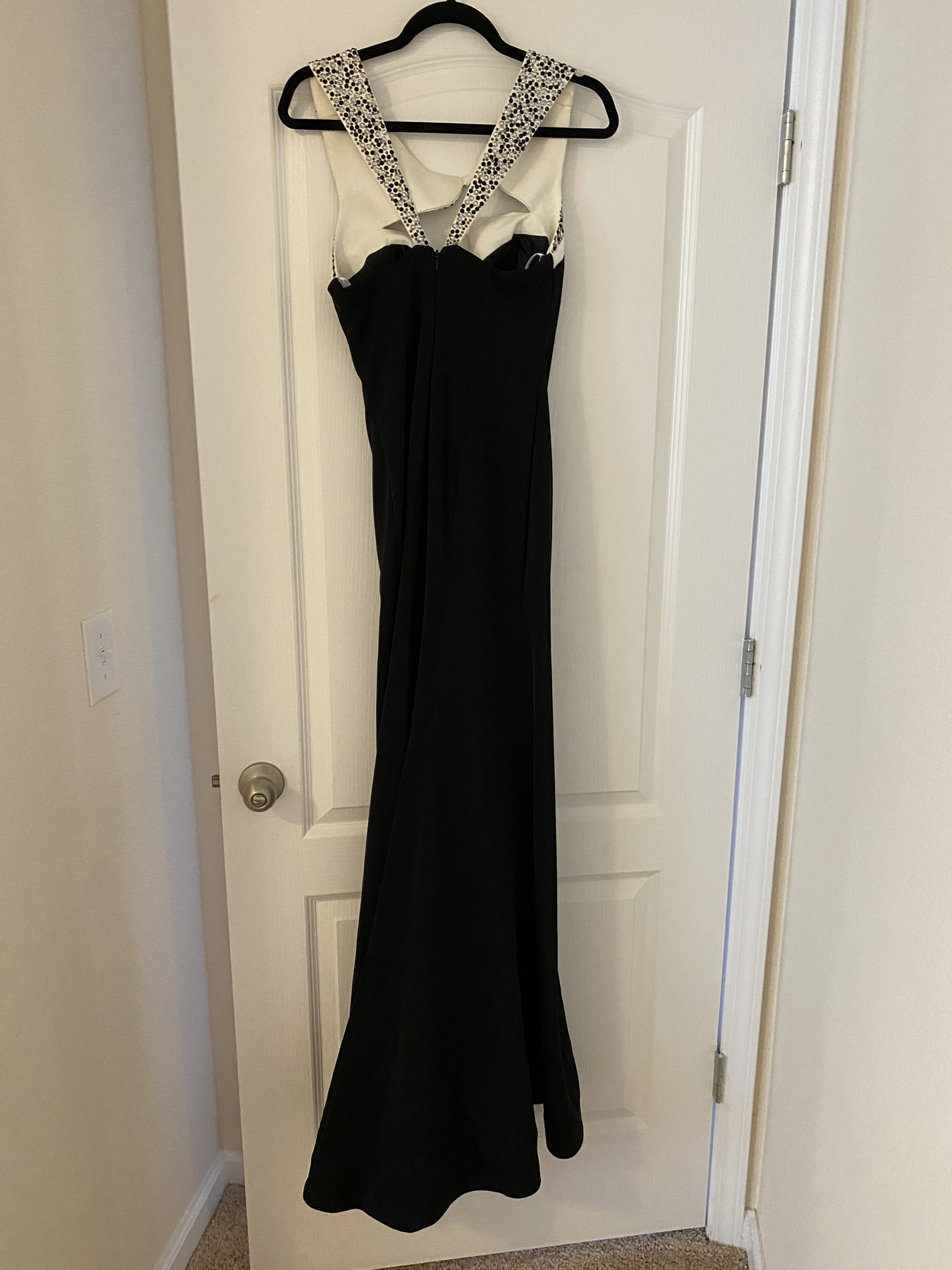 Camille La Vie Size 4 Prom Sequined Black Dress With Train on Queenly