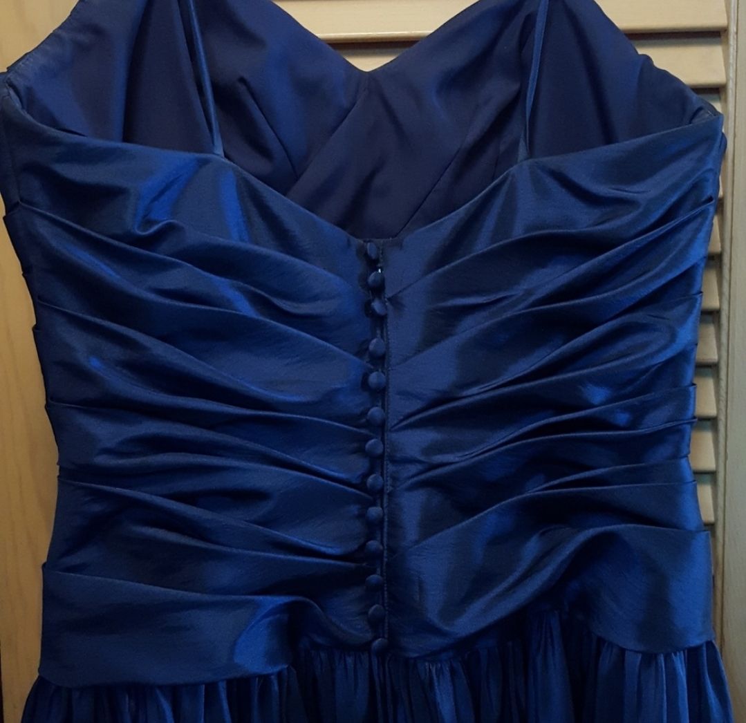 WTOO Size 12 Prom Strapless Navy Blue Ball Gown on Queenly