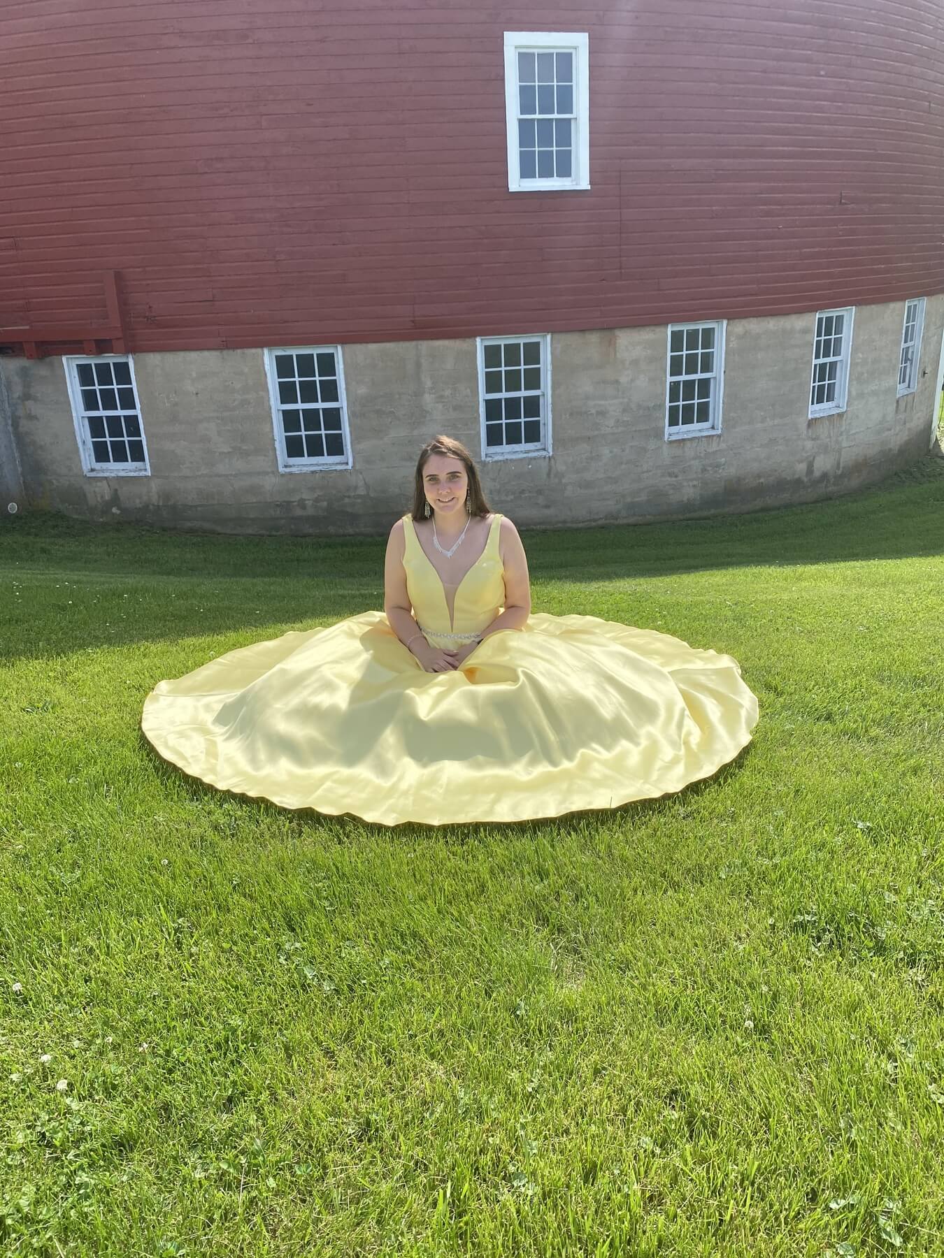 Madison James Plus Size 16 Prom Satin Yellow Ball Gown on Queenly