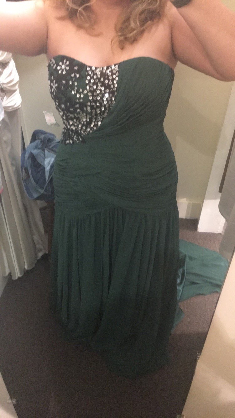Size 14 Prom Strapless Green Floor Length Maxi on Queenly