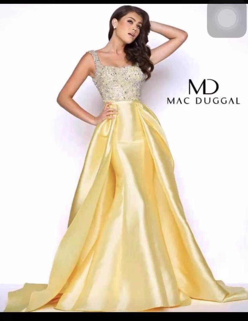 Mac Duggal Size 6 Pageant Yellow Ball Gown on Queenly
