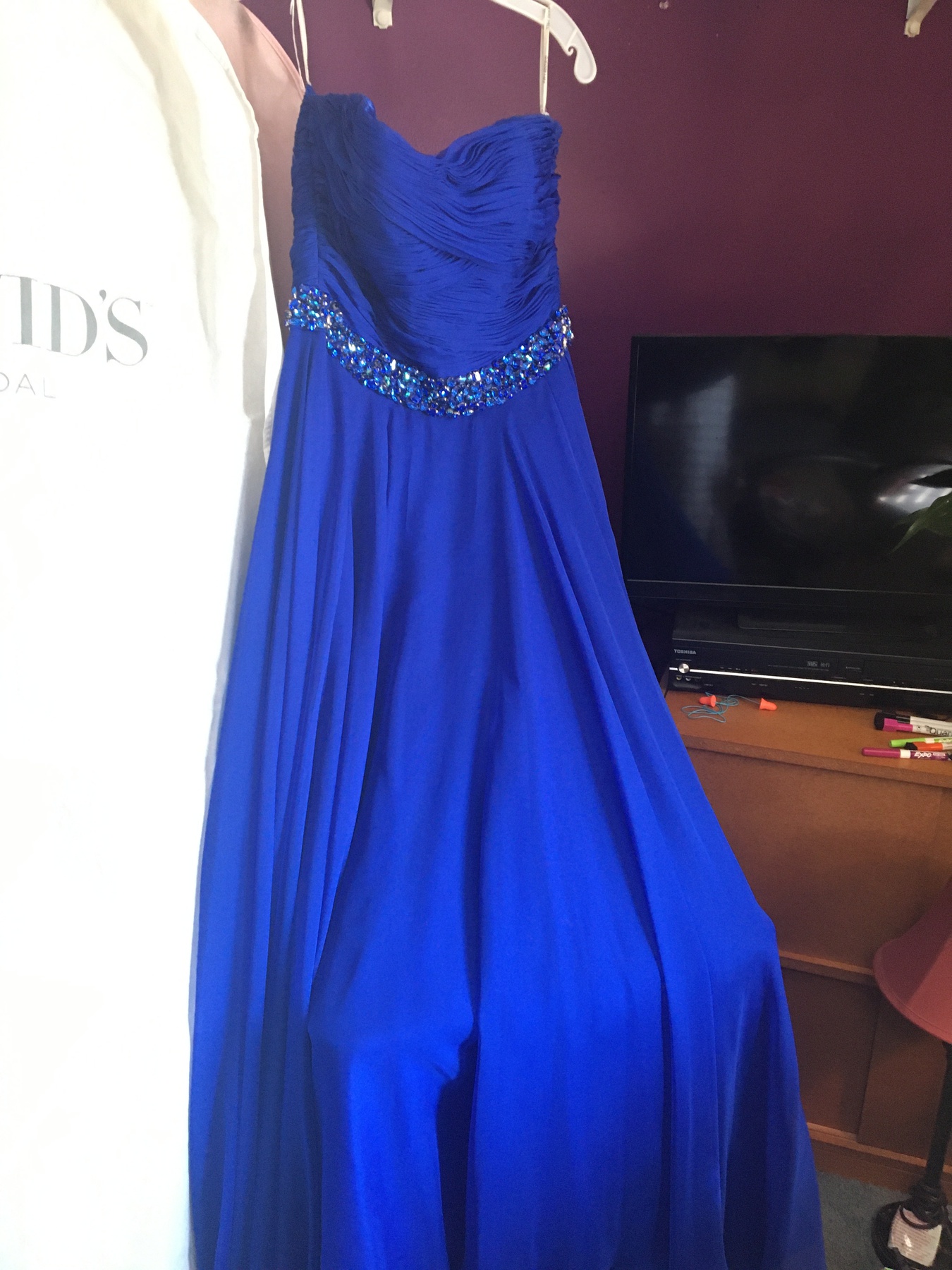 Sherri Hill Size 8 Prom Strapless Royal Blue Ball Gown on Queenly