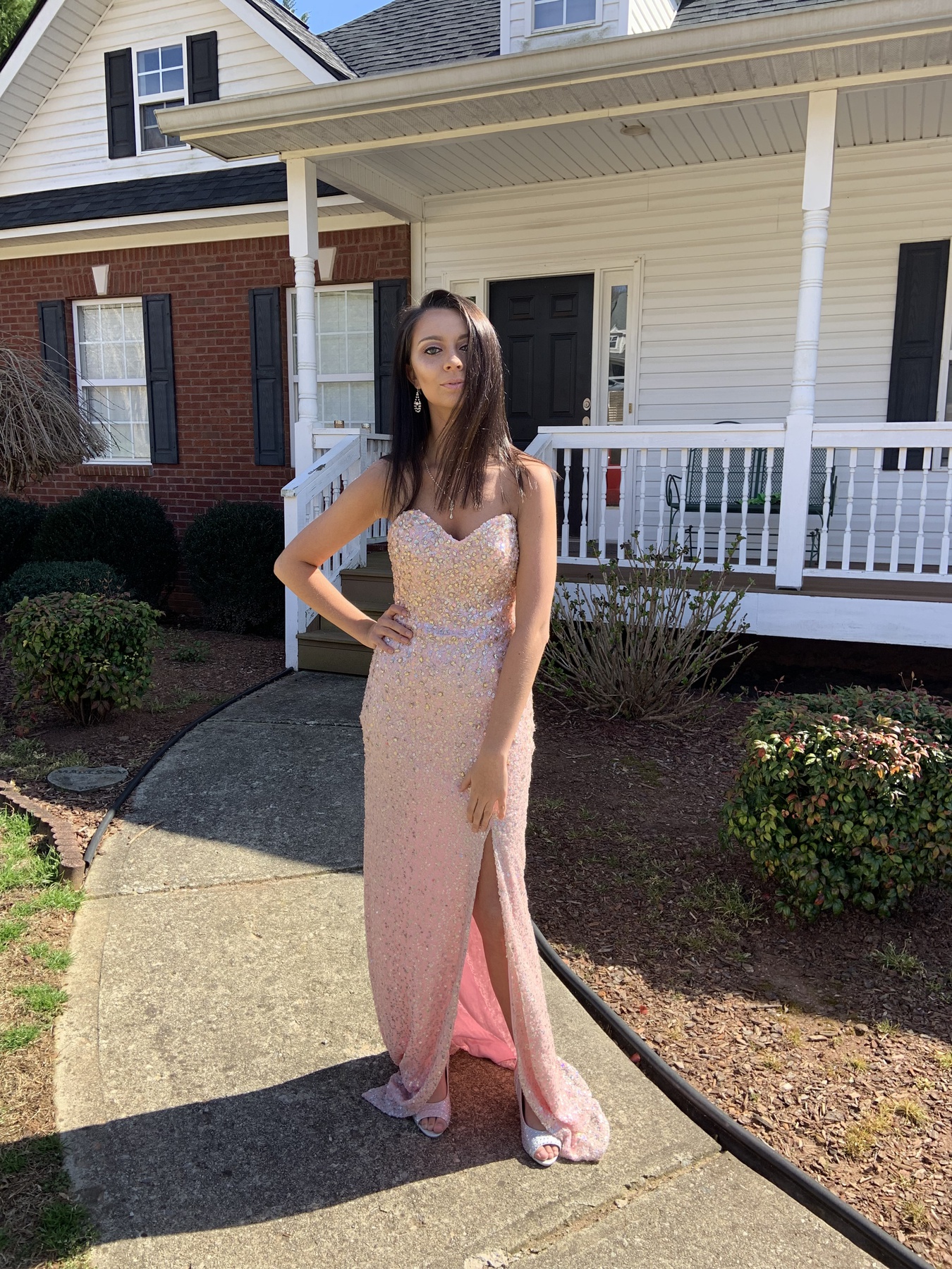 Size 0 Prom Light Pink Floor Length Maxi on Queenly