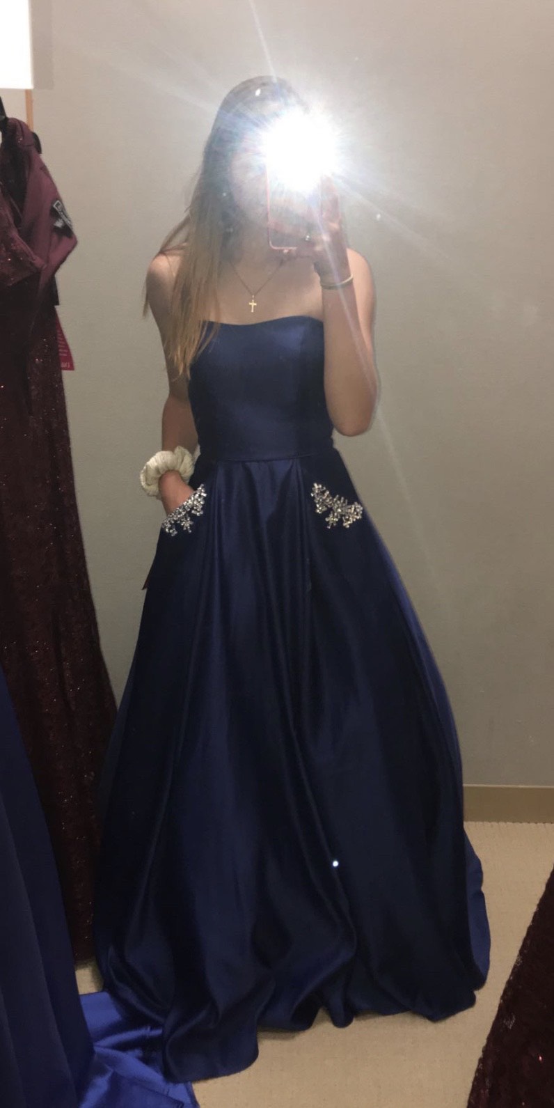 Blondie Nites Size 0 Prom Strapless Navy Blue Ball Gown on Queenly