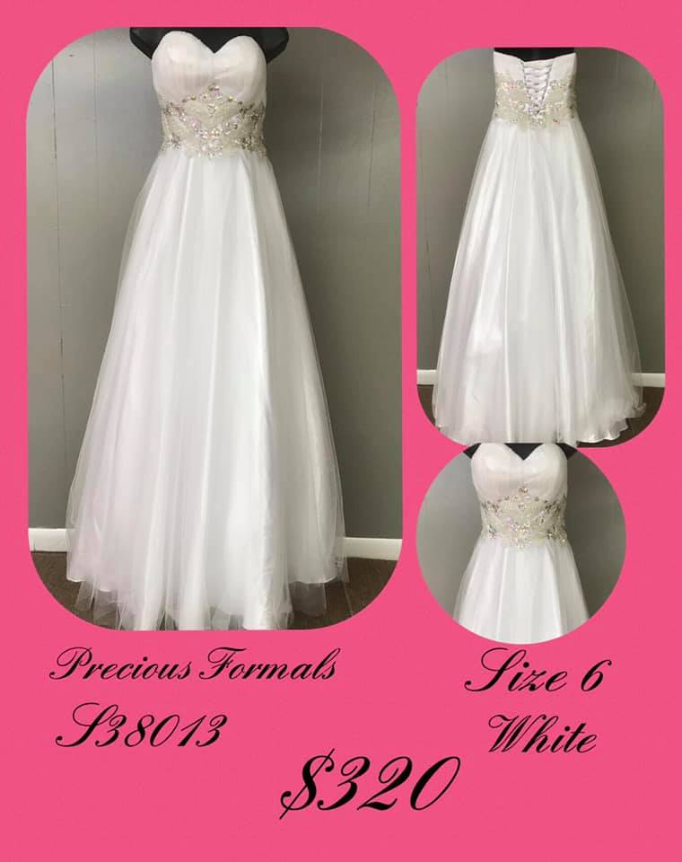 Precious Formals Size 6 Wedding Sequined White Ball Gown on Queenly