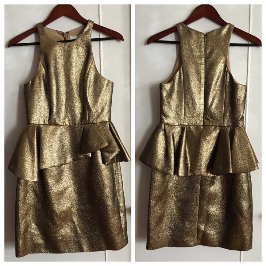 Halston Heritage Size 4 Homecoming Halter Gold Cocktail Dress on Queenly