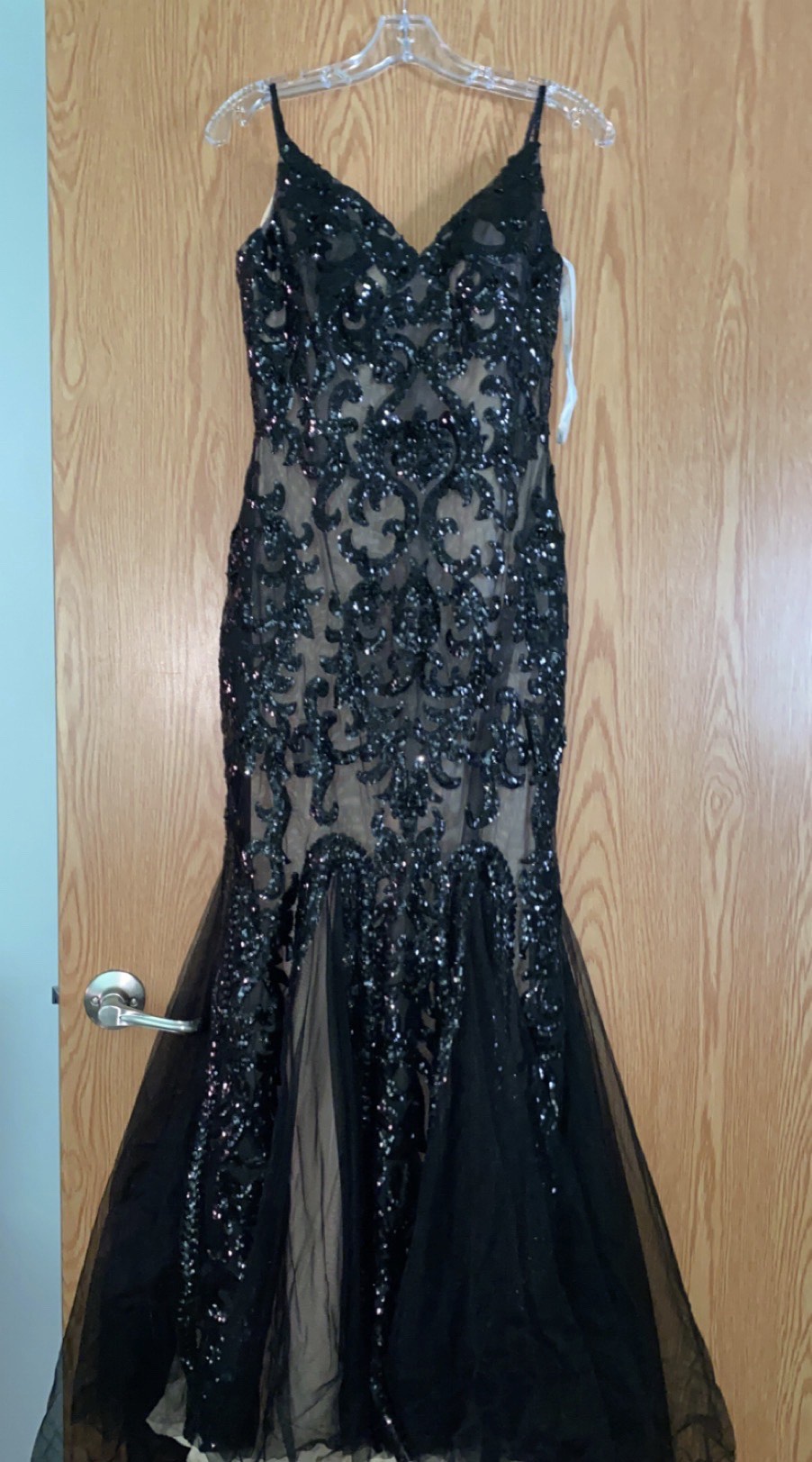 Jovani Black Size 6 Prom Pageant Lace Mermaid Dress on Queenly