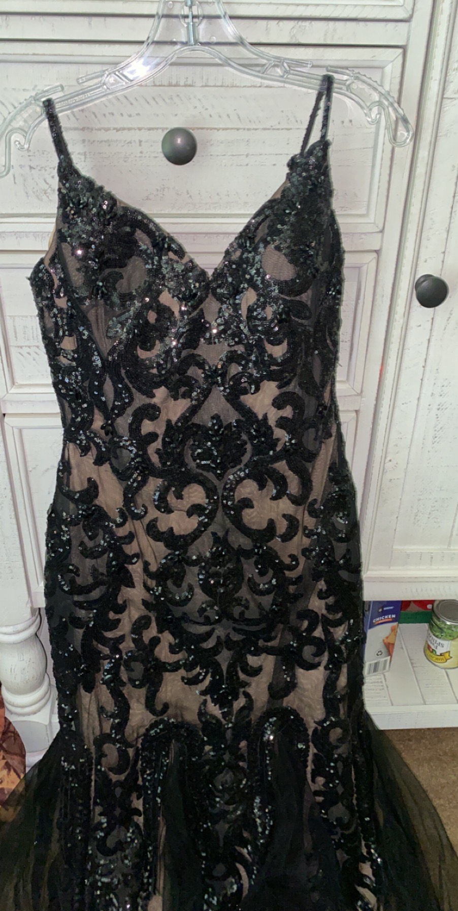 Jovani Size 6 Prom Lace Black Mermaid Dress on Queenly