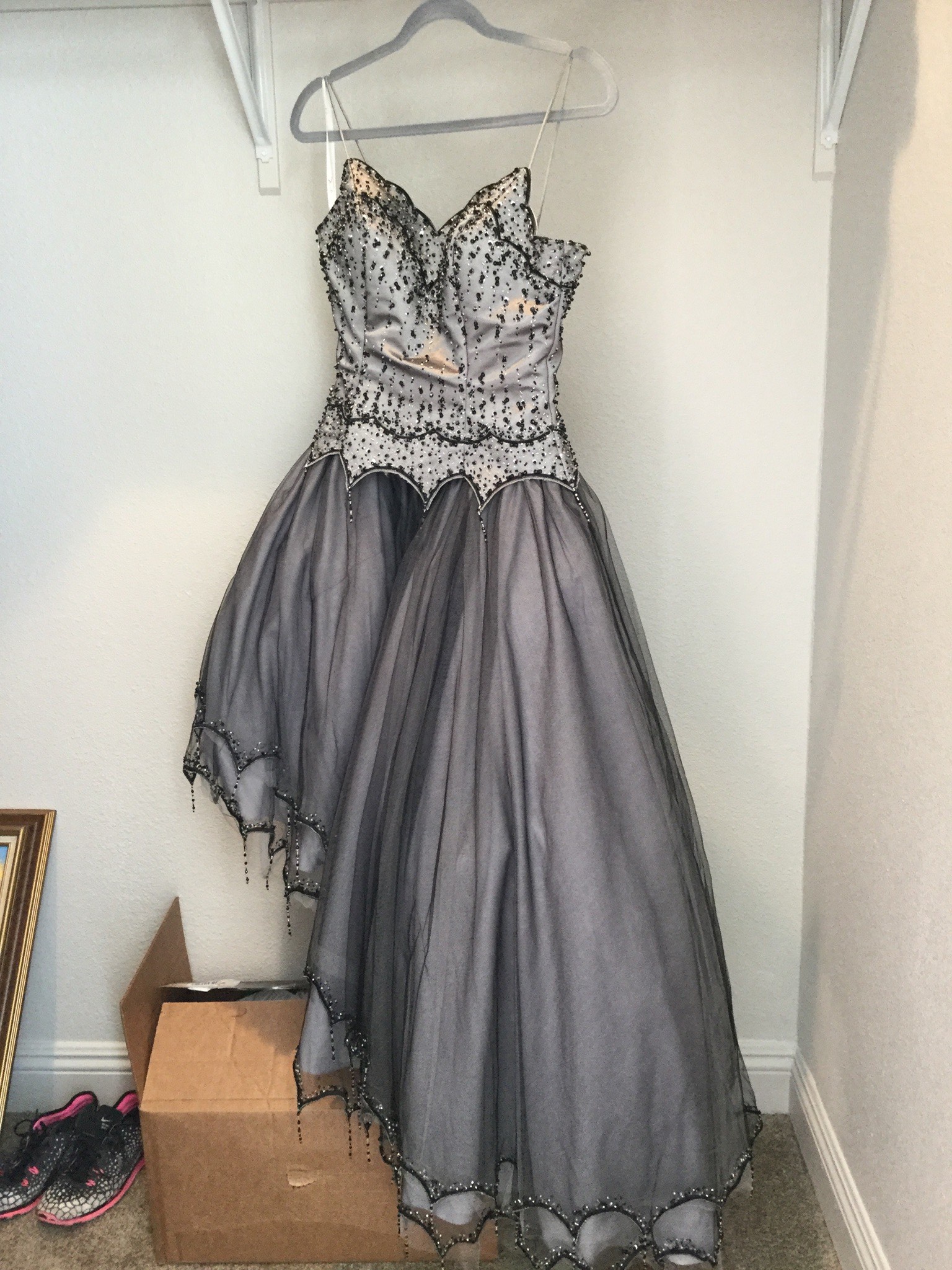 Size 8 Prom Silver Ball Gown on Queenly