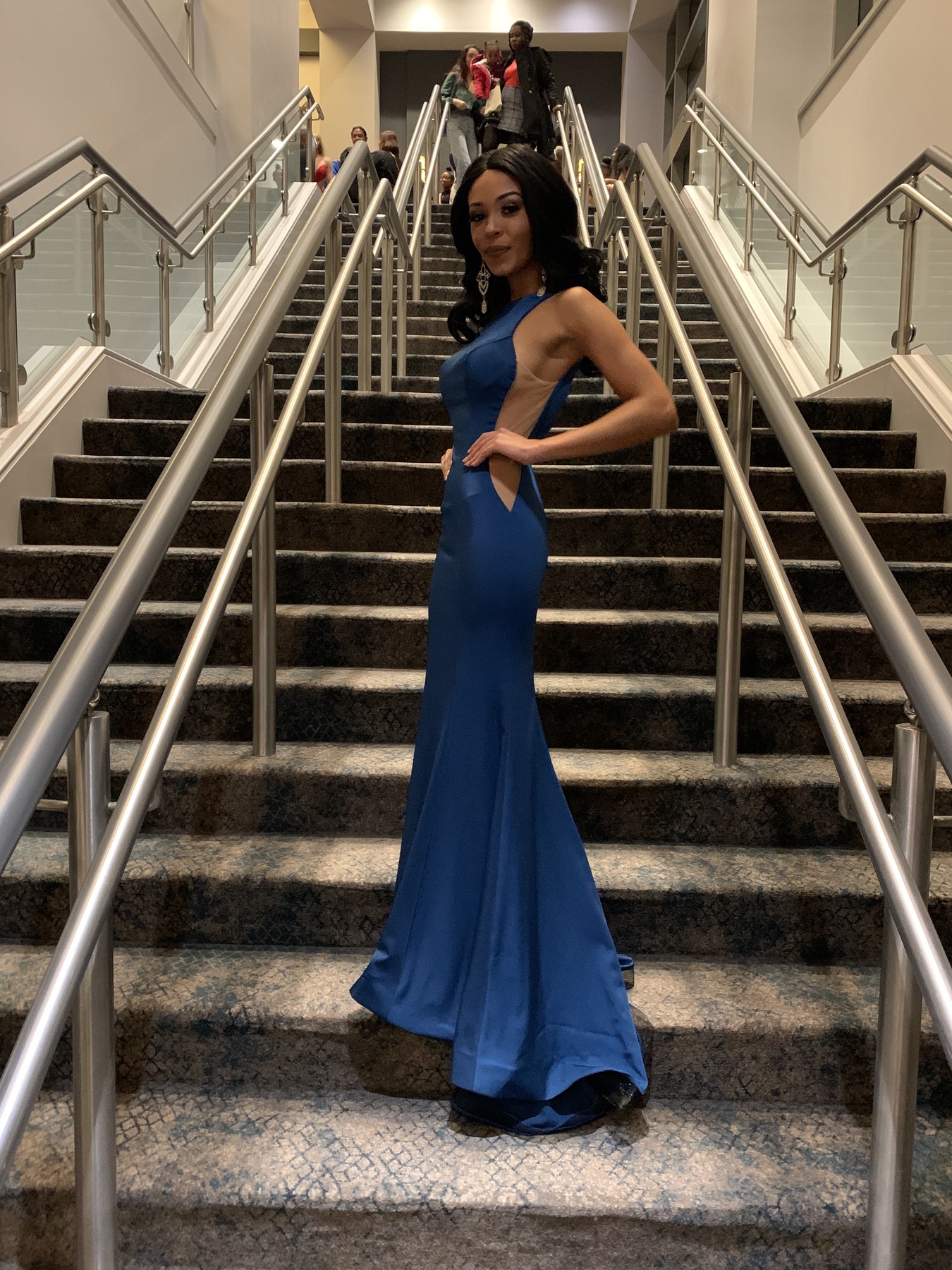 Size 00 Prom Blue Dress With Train on Queenly