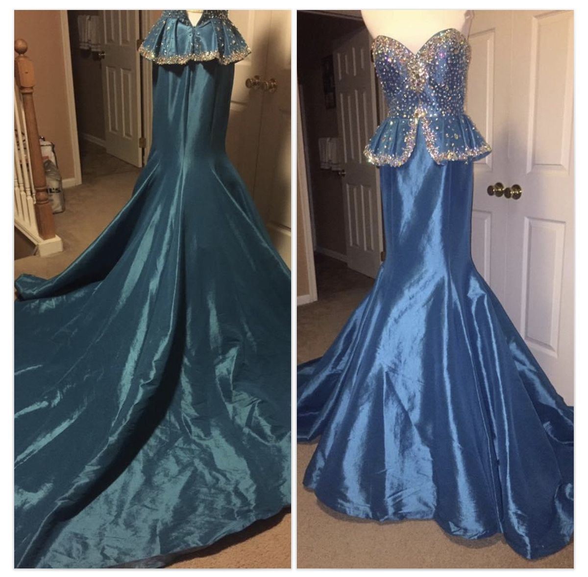 Mac Duggal Size 4 Pageant Strapless Blue Mermaid Dress on Queenly