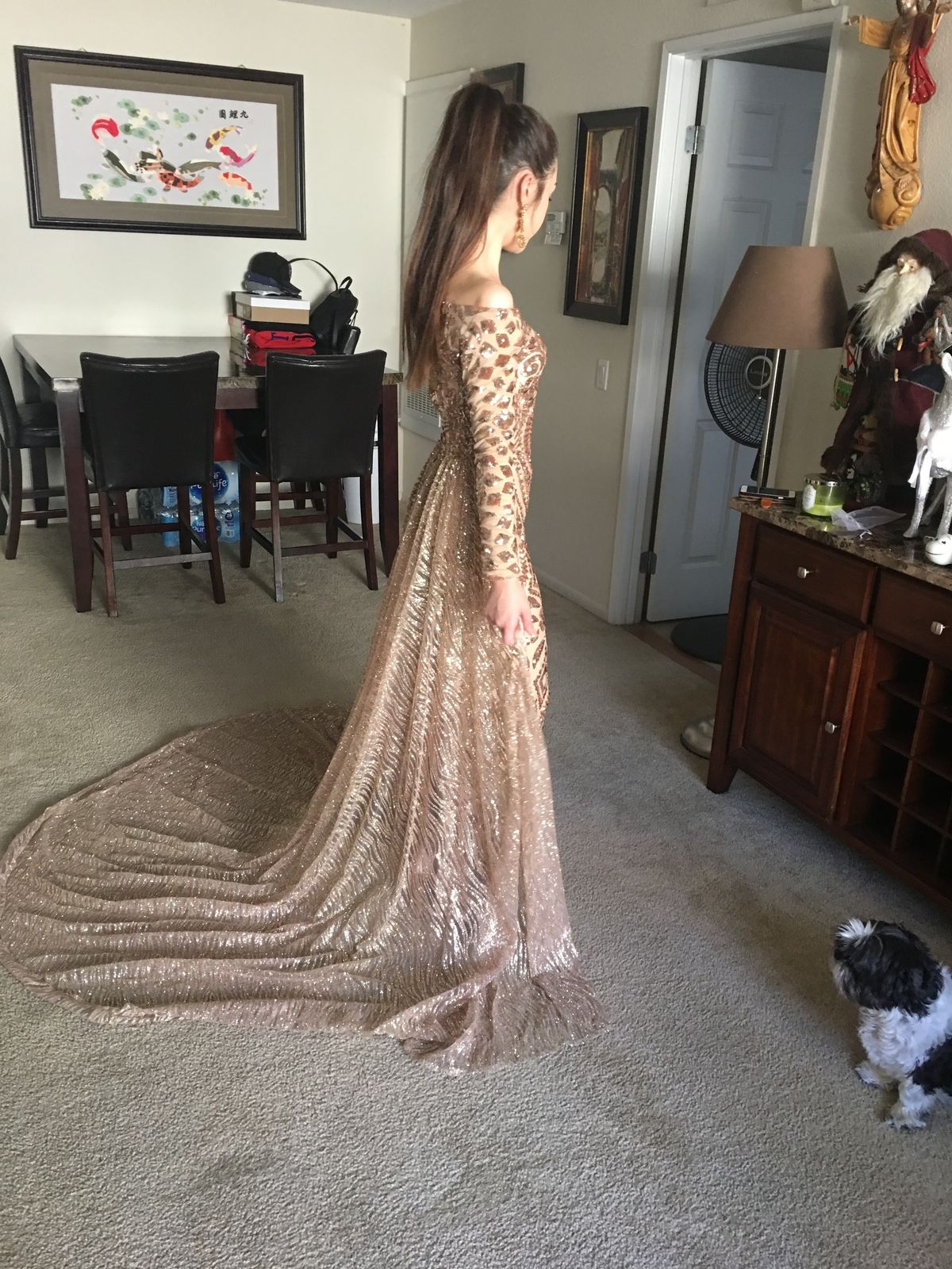 Size 0 Prom Rose Gold Dress With Train on Queenly