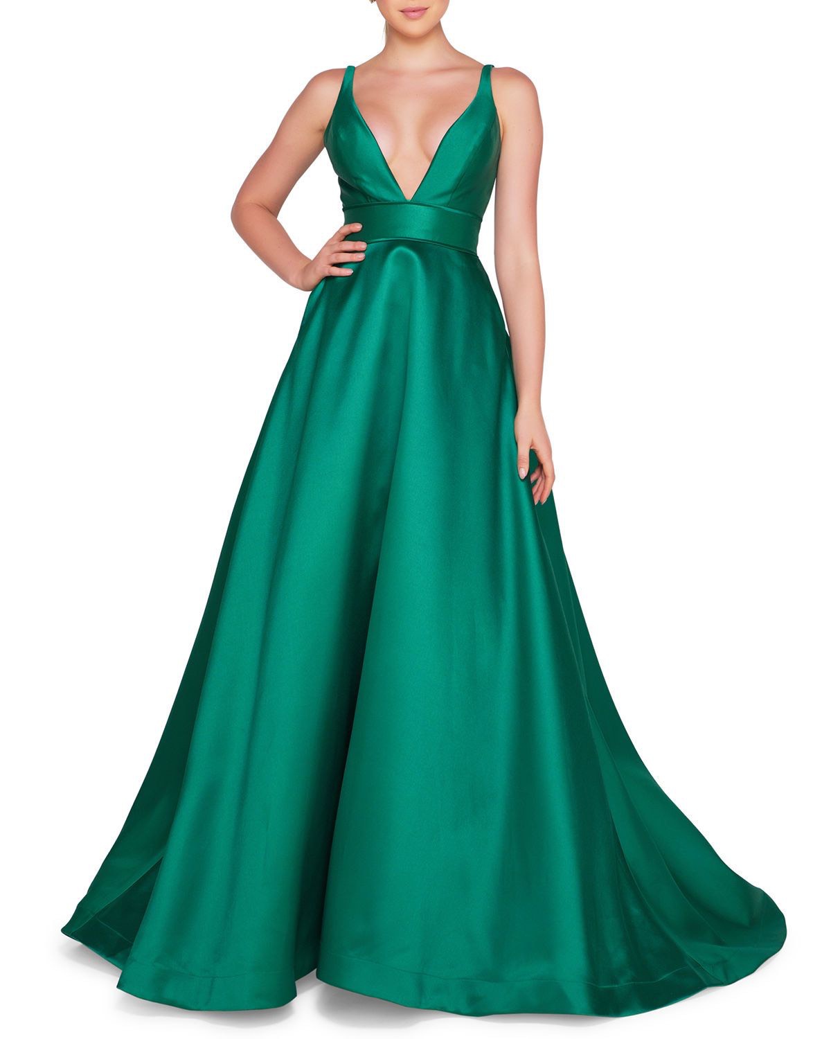 Mac Duggal Size 6 Prom Plunge Green Ball Gown on Queenly