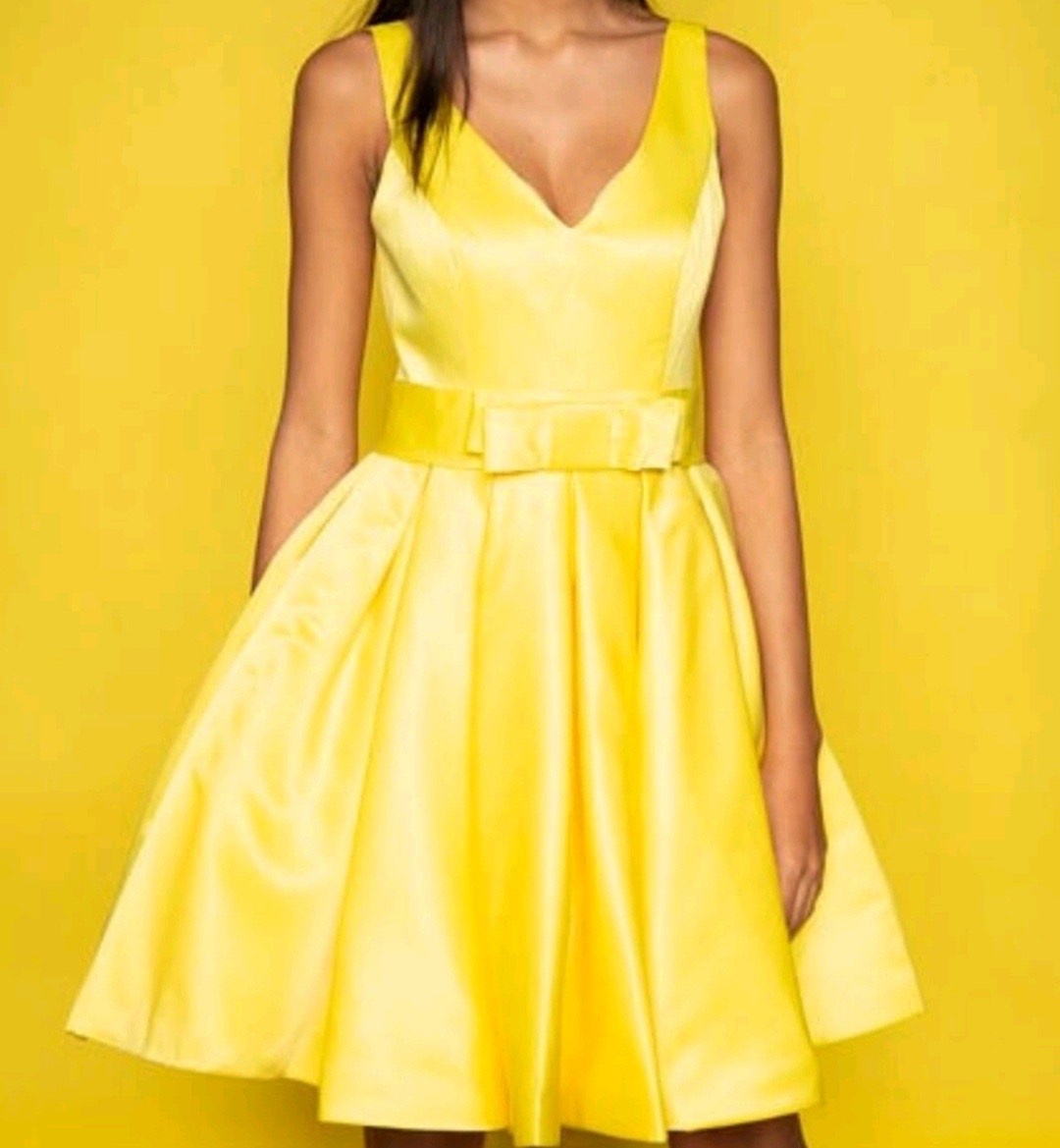 Custom made Size 2 Homecoming Yellow Cocktail Dress on Queenly