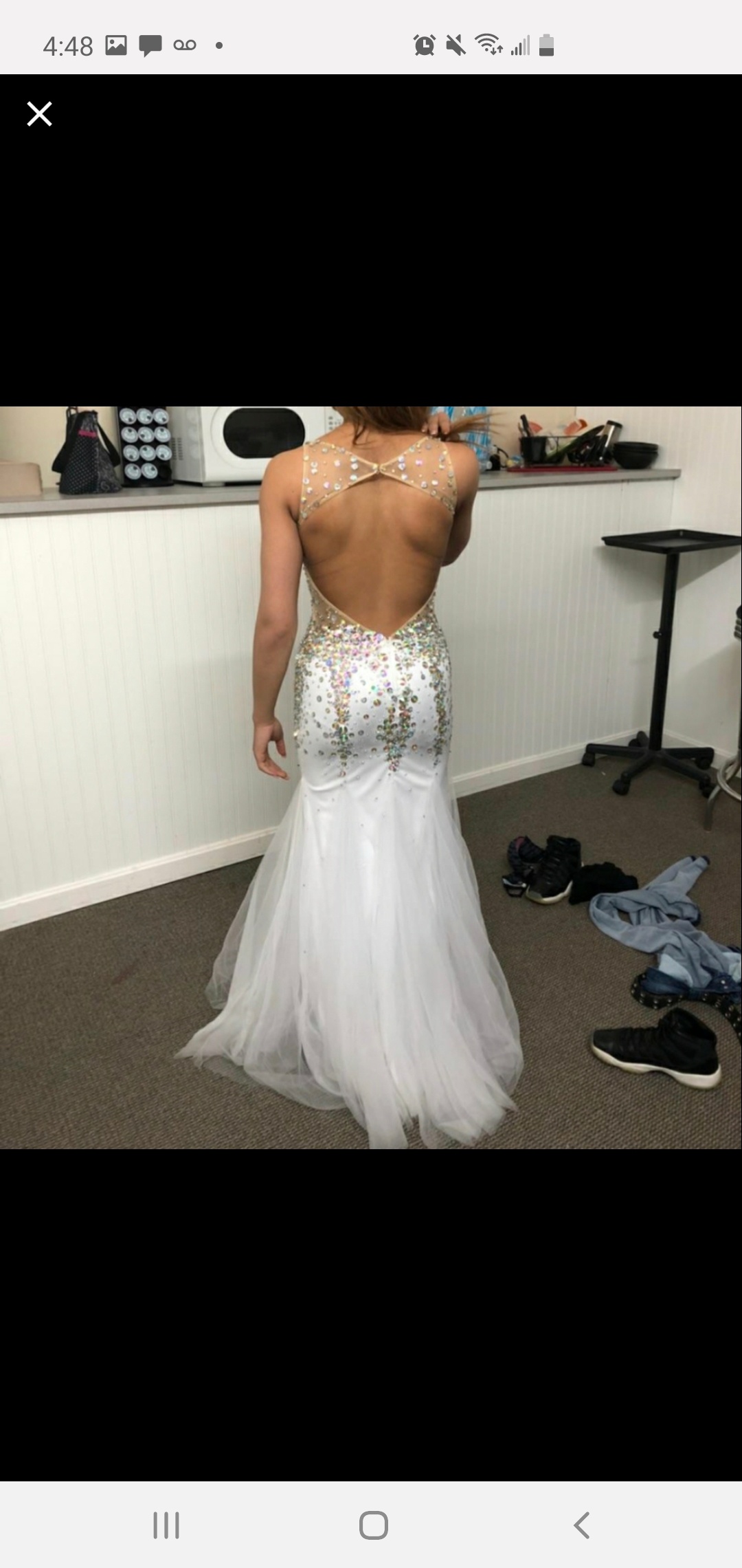 Size 2 Prom Sequined White Mermaid Dress on Queenly