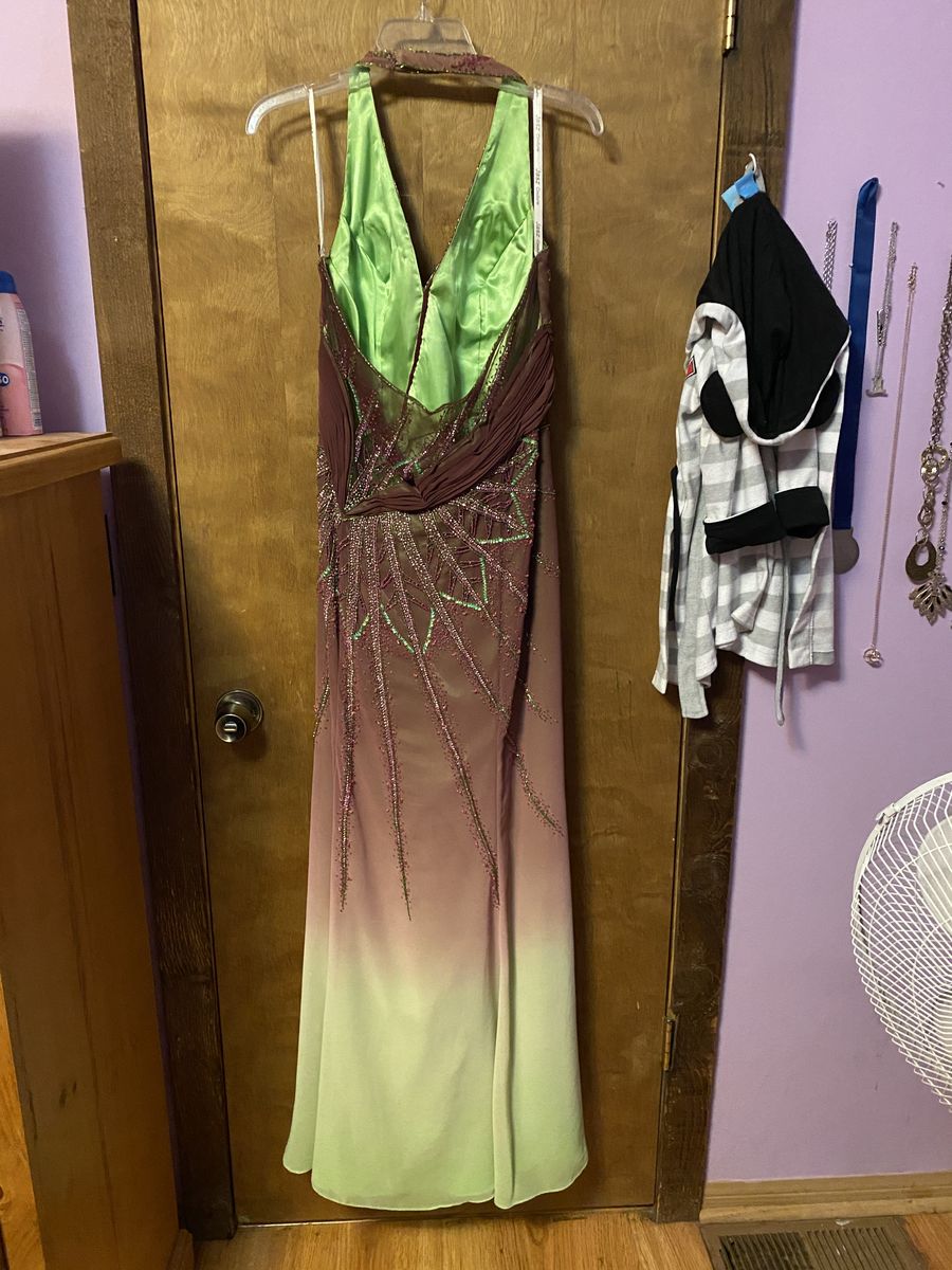 Size 12 Sheer Multicolor Mermaid Dress on Queenly