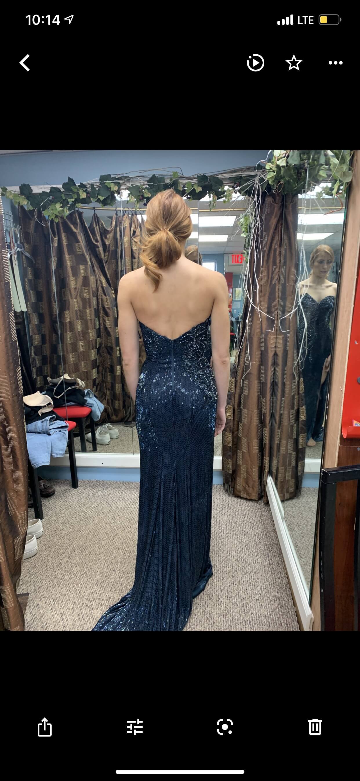 Size 4 Prom Strapless Sequined Navy Blue Side Slit Dress on Queenly