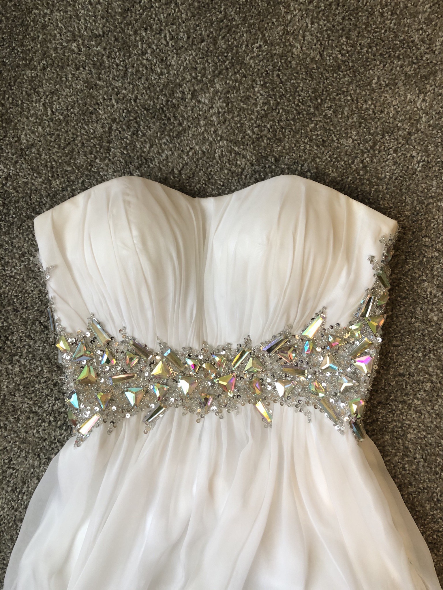 Colors Size 2 Prom Strapless Sequined White Floor Length Maxi on Queenly