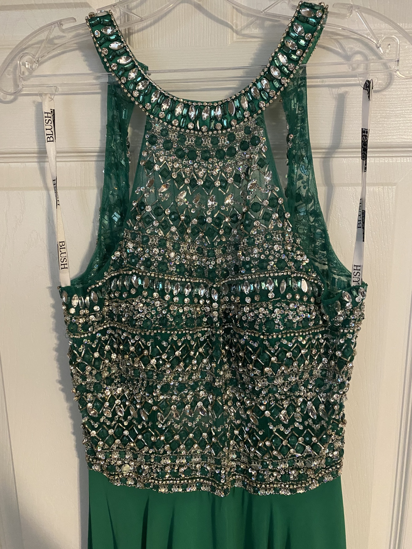 Blush Prom Size 10 Prom Halter Sequined Green A-line Dress on Queenly
