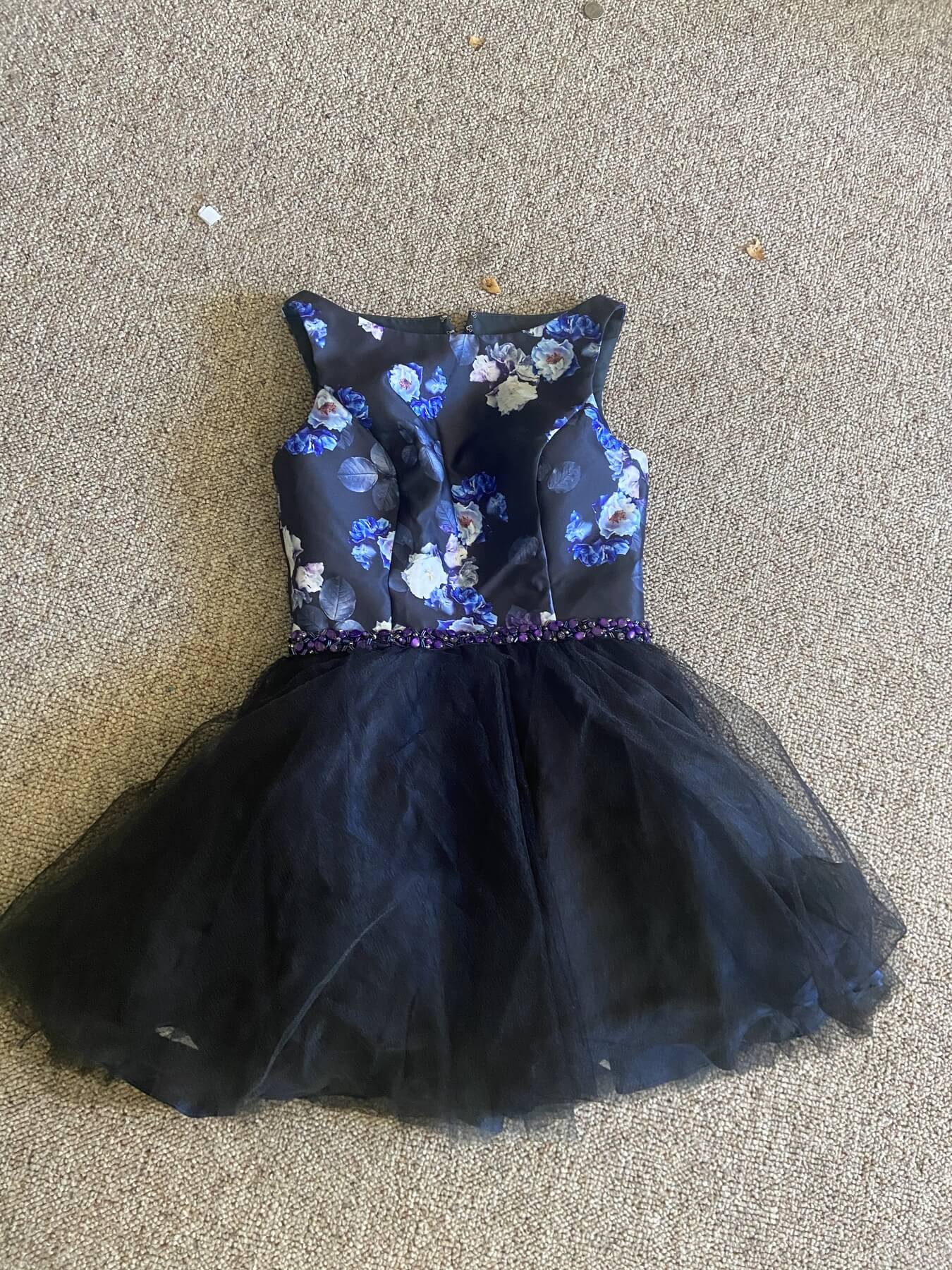 MoriLee Size 14 Homecoming Floral Black Cocktail Dress on Queenly