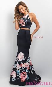 Blush Prom Size 4 Prom Halter Floral Multicolor Mermaid Dress on Queenly