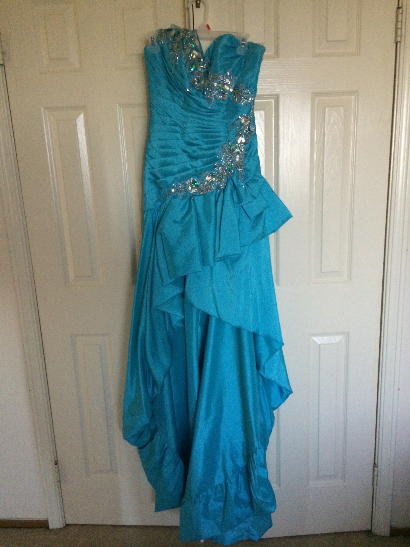 Size 6 Fun Fashion Blue Dress With Train on Queenly