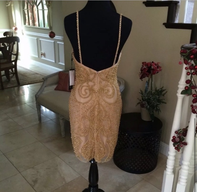 Sherri Hill Gold Size 2 Jewelled Homecoming Mini Cocktail Dress on Queenly