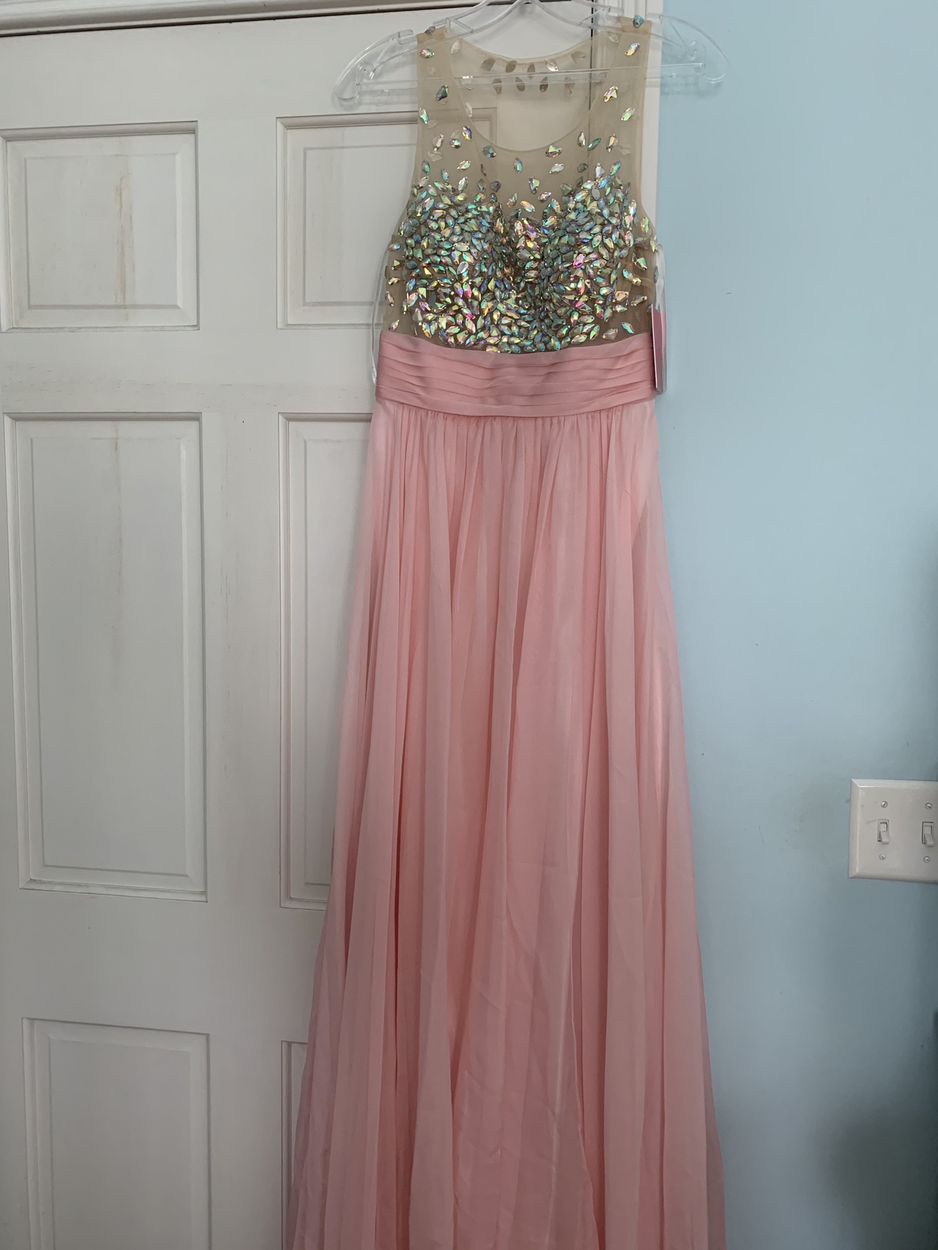 Size 0 Bridesmaid Sequined Light Pink Floor Length Maxi on Queenly
