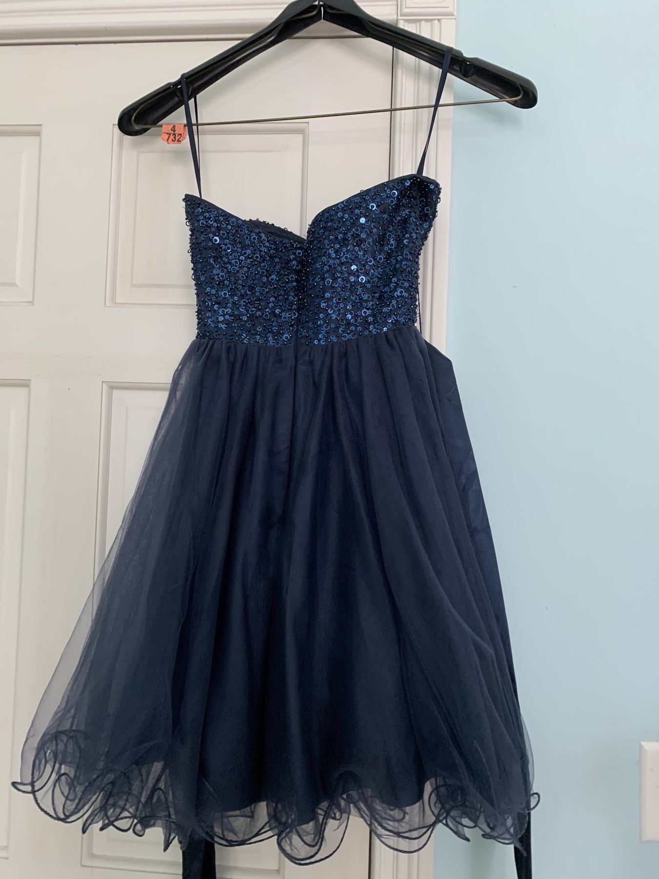 Sean Collection Size 0 Homecoming Satin Blue Cocktail Dress on Queenly