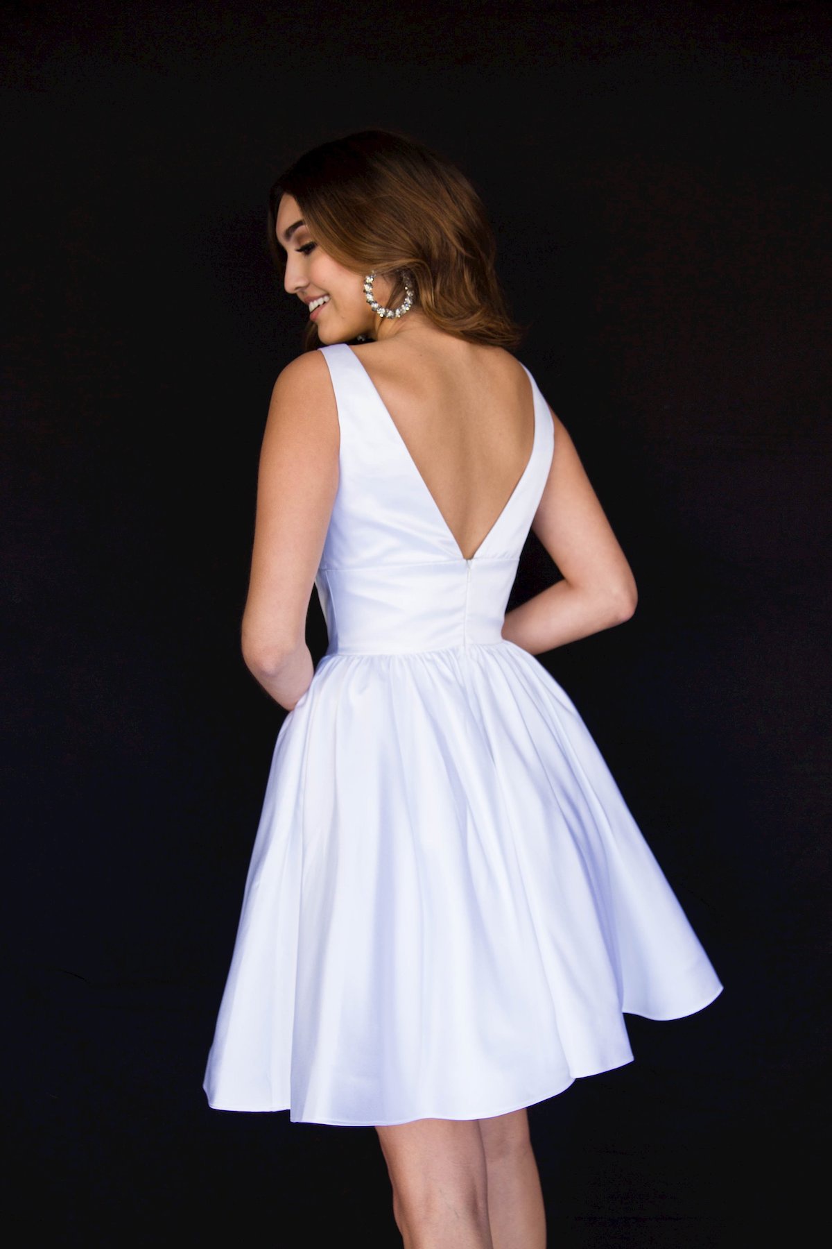 Style 6023 Vienna White Size 2 Backless Tall Height Cocktail Dress on Queenly