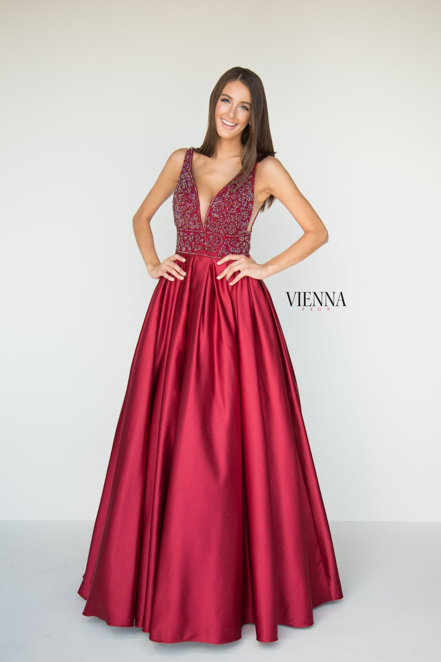 Style 7802 Vienna Red Size 16 Backless Tall Height Ball gown on Queenly