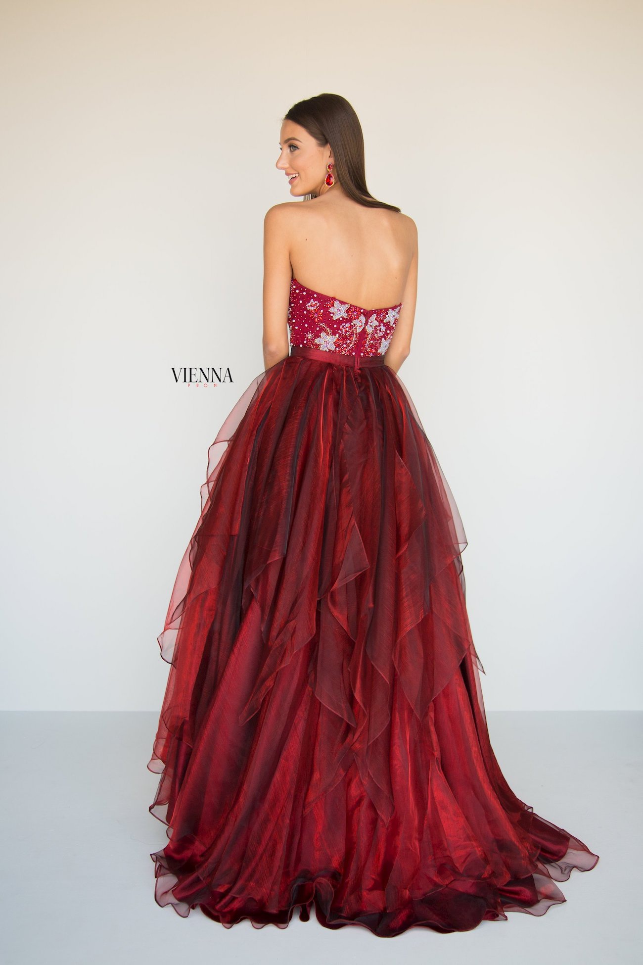Style 7818 Vienna Red Size 6 Tulle Tall Height A-line Dress on Queenly