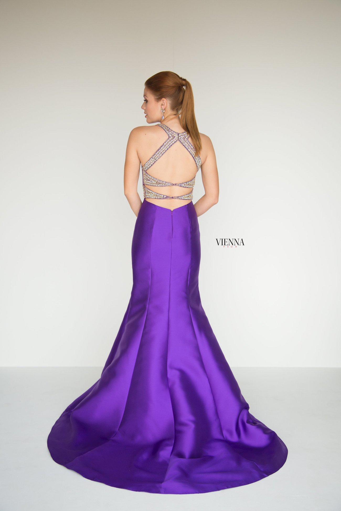 Style 8282 Vienna Purple Size 2 Backless Tall Height Mermaid Dress on Queenly