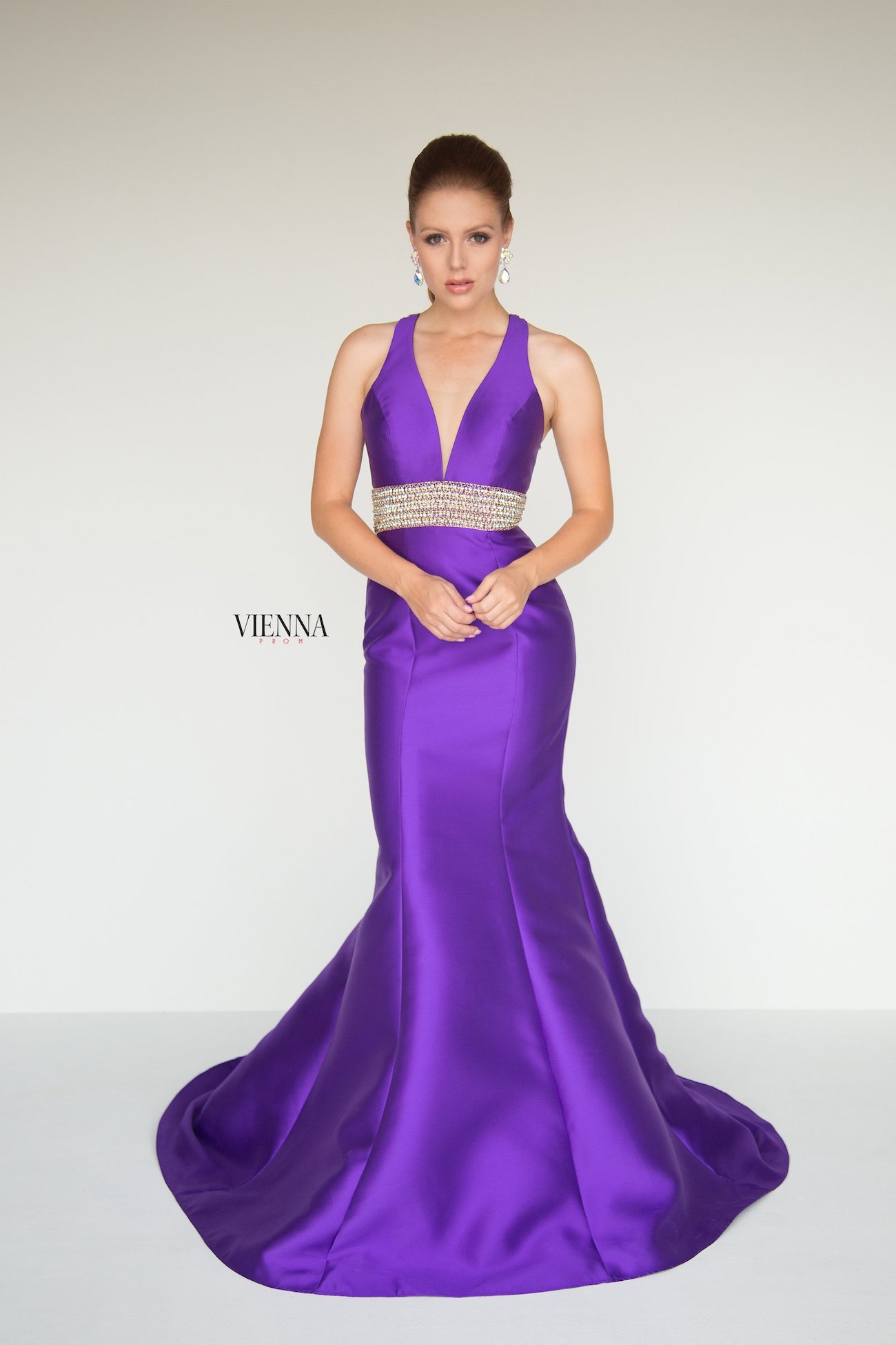 Style 8282 Vienna Purple Size 2 Backless Tall Height Mermaid Dress on Queenly