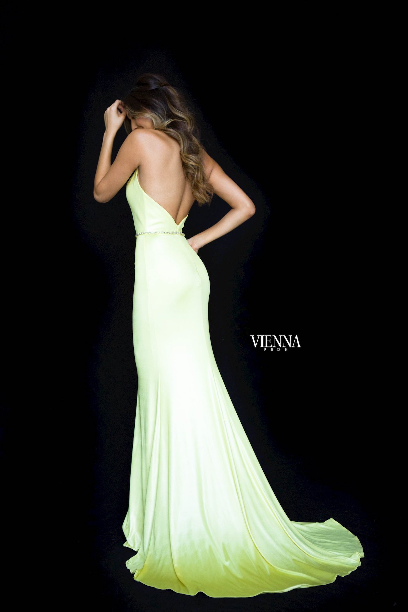 Style 8462 Vienna Yellow Size 4 Halter Backless Tall Height Mermaid Dress on Queenly