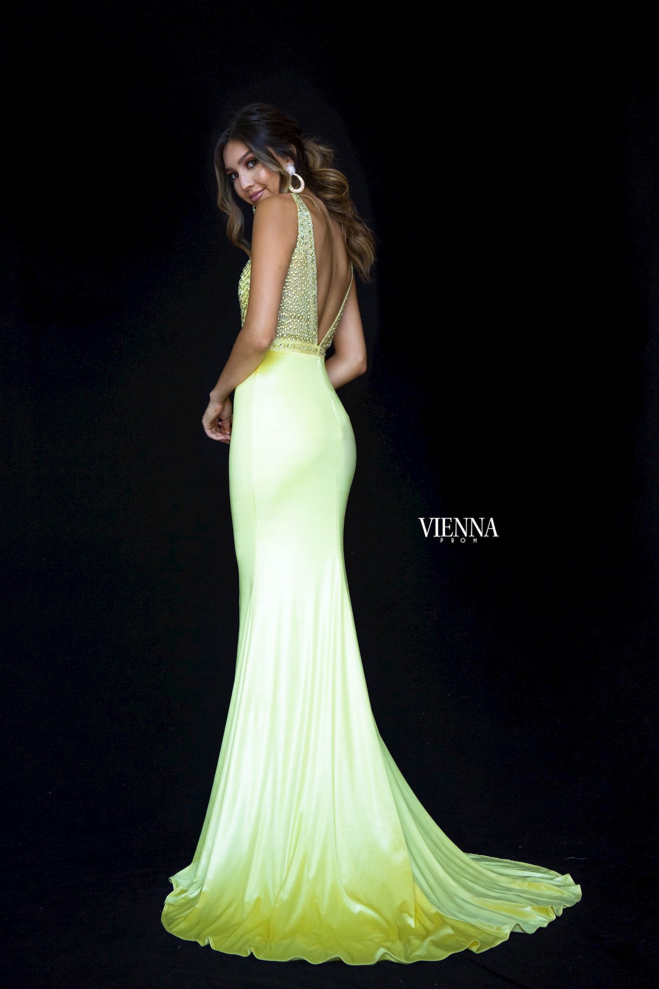 Style 8464 Vienna Yellow Size 0 Halter Backless Tall Height Mermaid Dress on Queenly